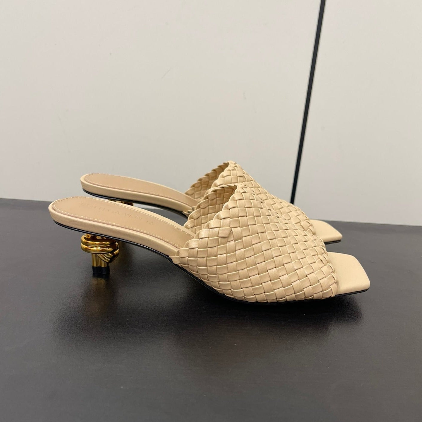 knot mule 55 beige lambskin