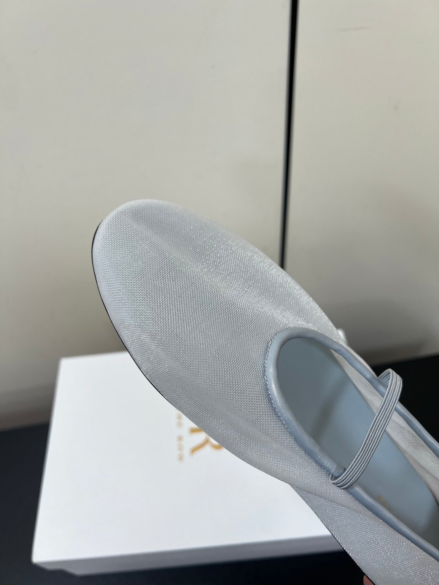 The Row Elastic Ballet Flats Ice Blue Lambskin 339989