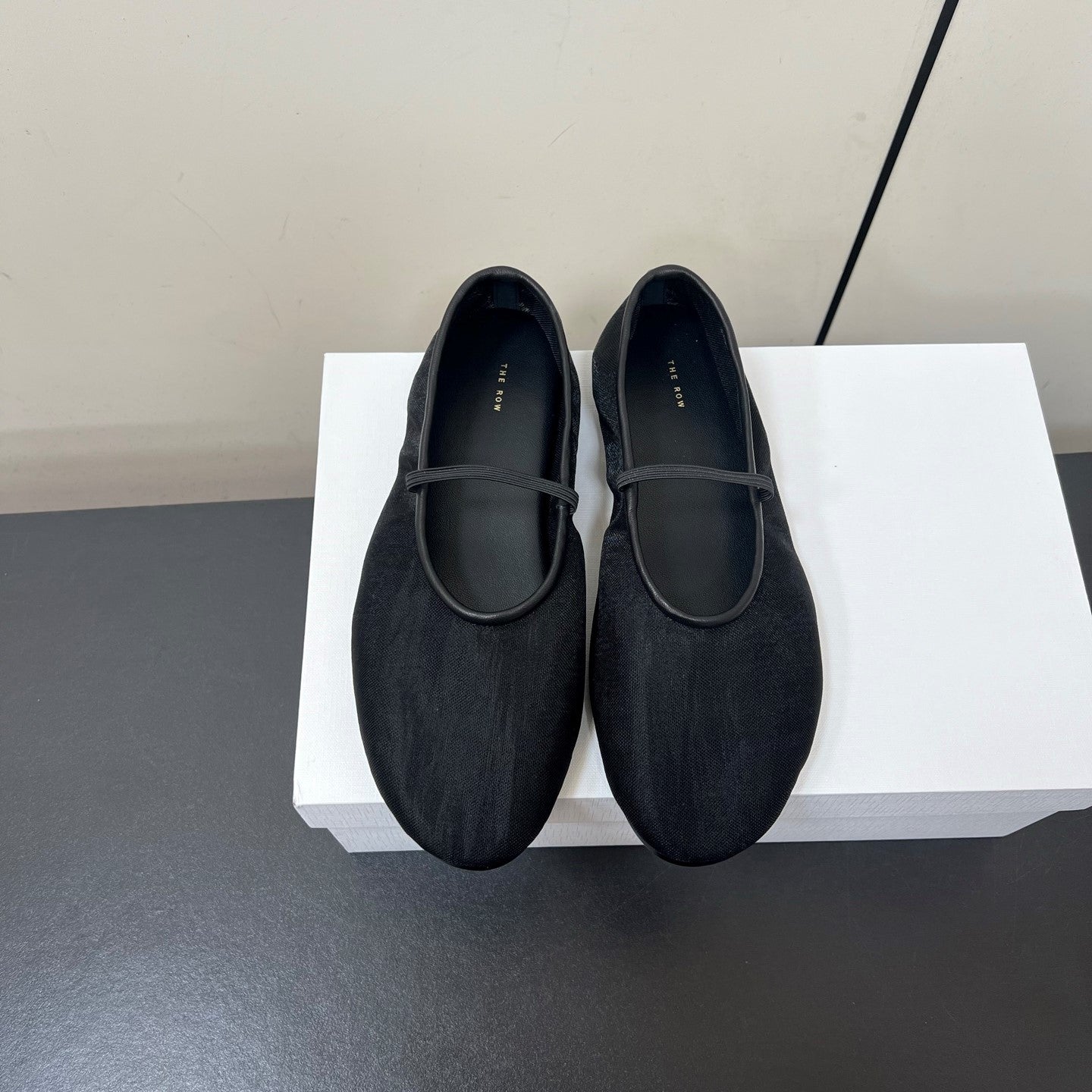 The Row Elastic Ballet Flats Black Lambskin 339990
