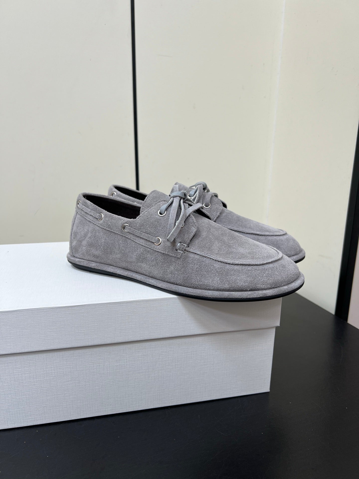 The Row Diana Loafer Light Grey Suede Calfskin 339997