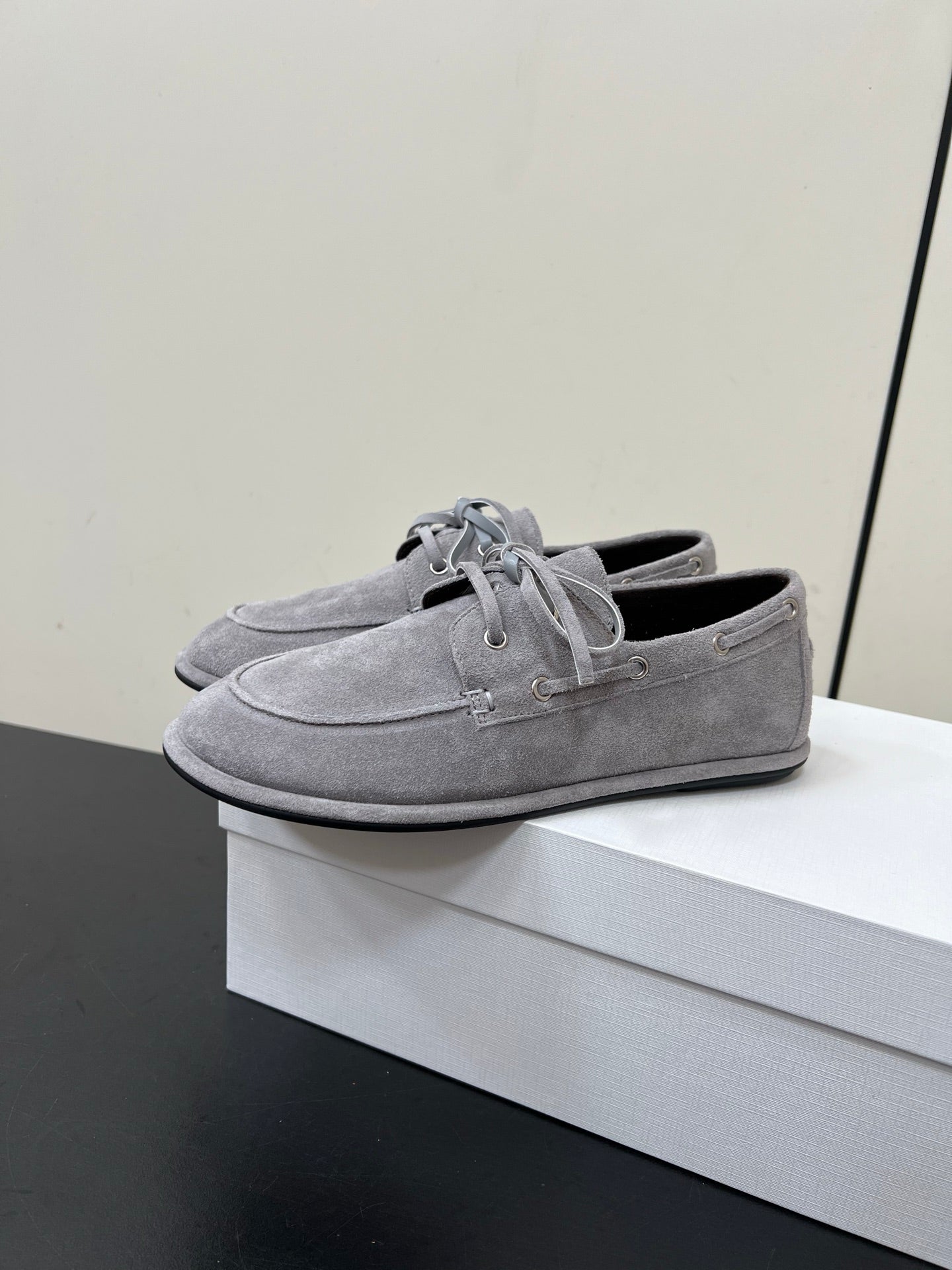 The Row Diana Loafer Light Grey Suede Calfskin 339997