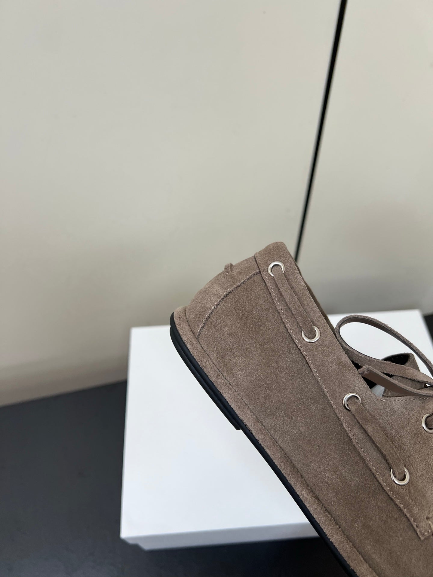 The Row Diana Loafer Light Taupe Suede Calfskin 339998