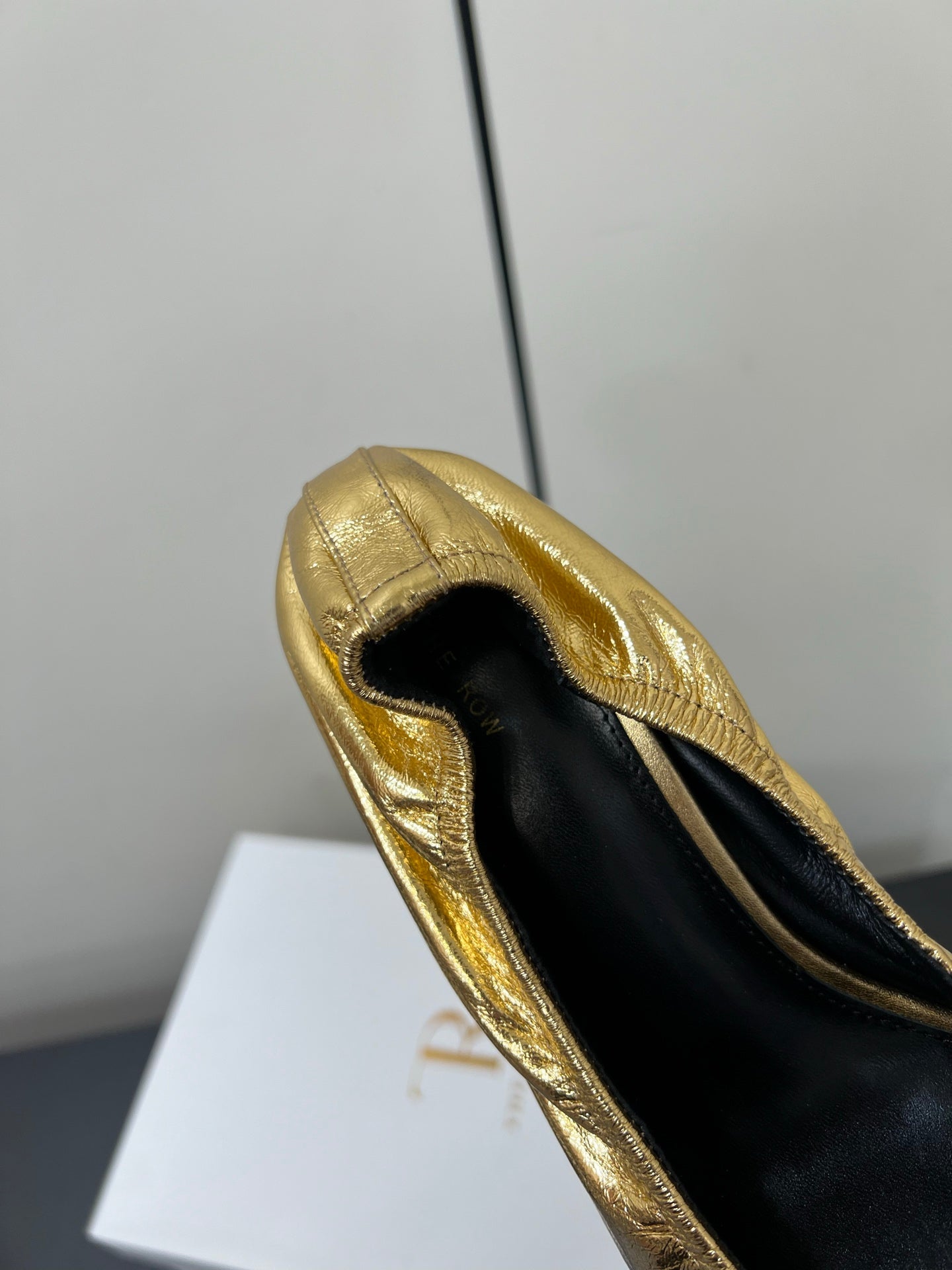 The Row Ava Gathered Pumps 65mm Gold Metallic Calfskin 340012