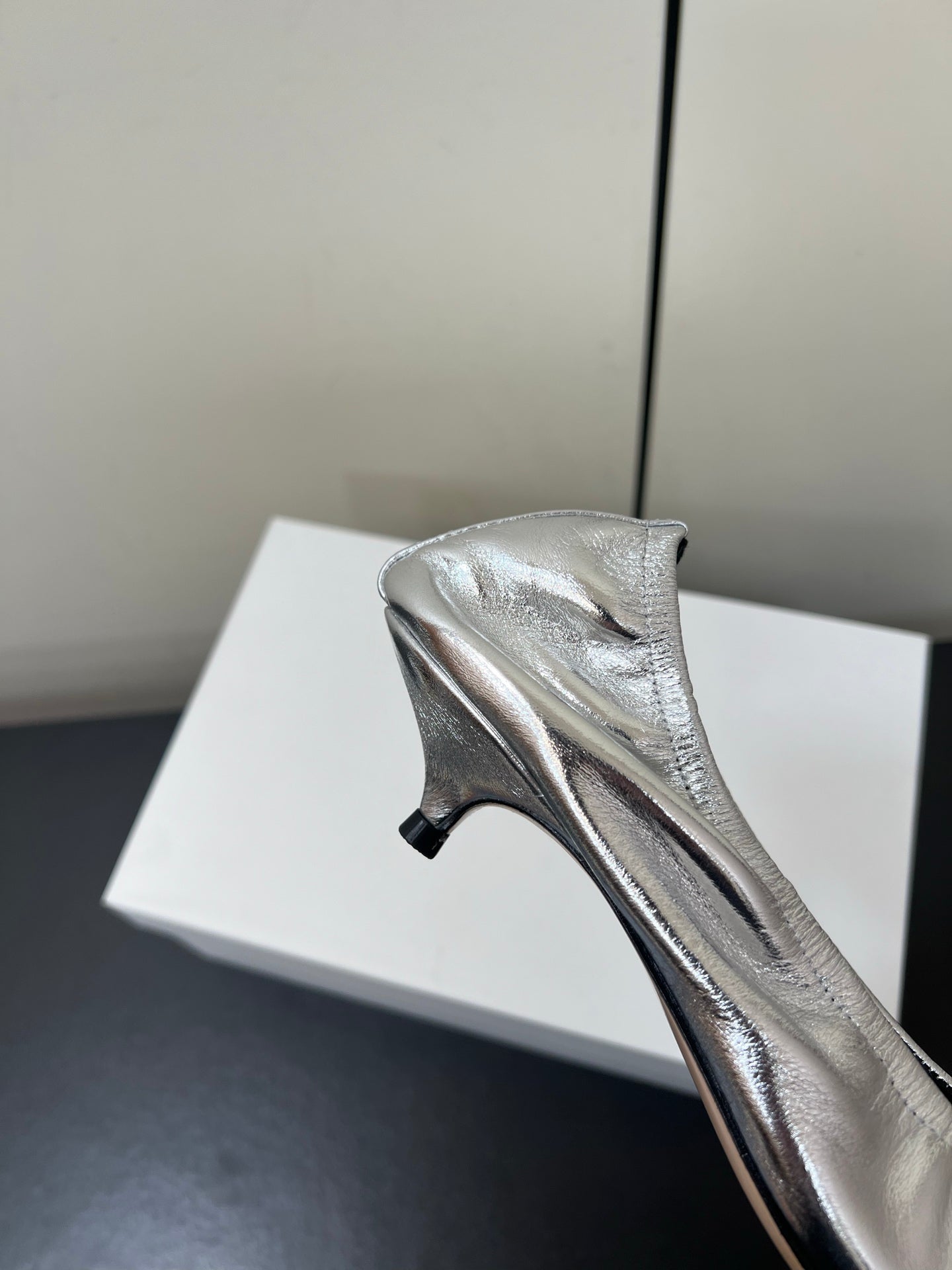 The Row Ava Gathered Leather 35mm Pumps Silver Metallic Calfskin 340013
