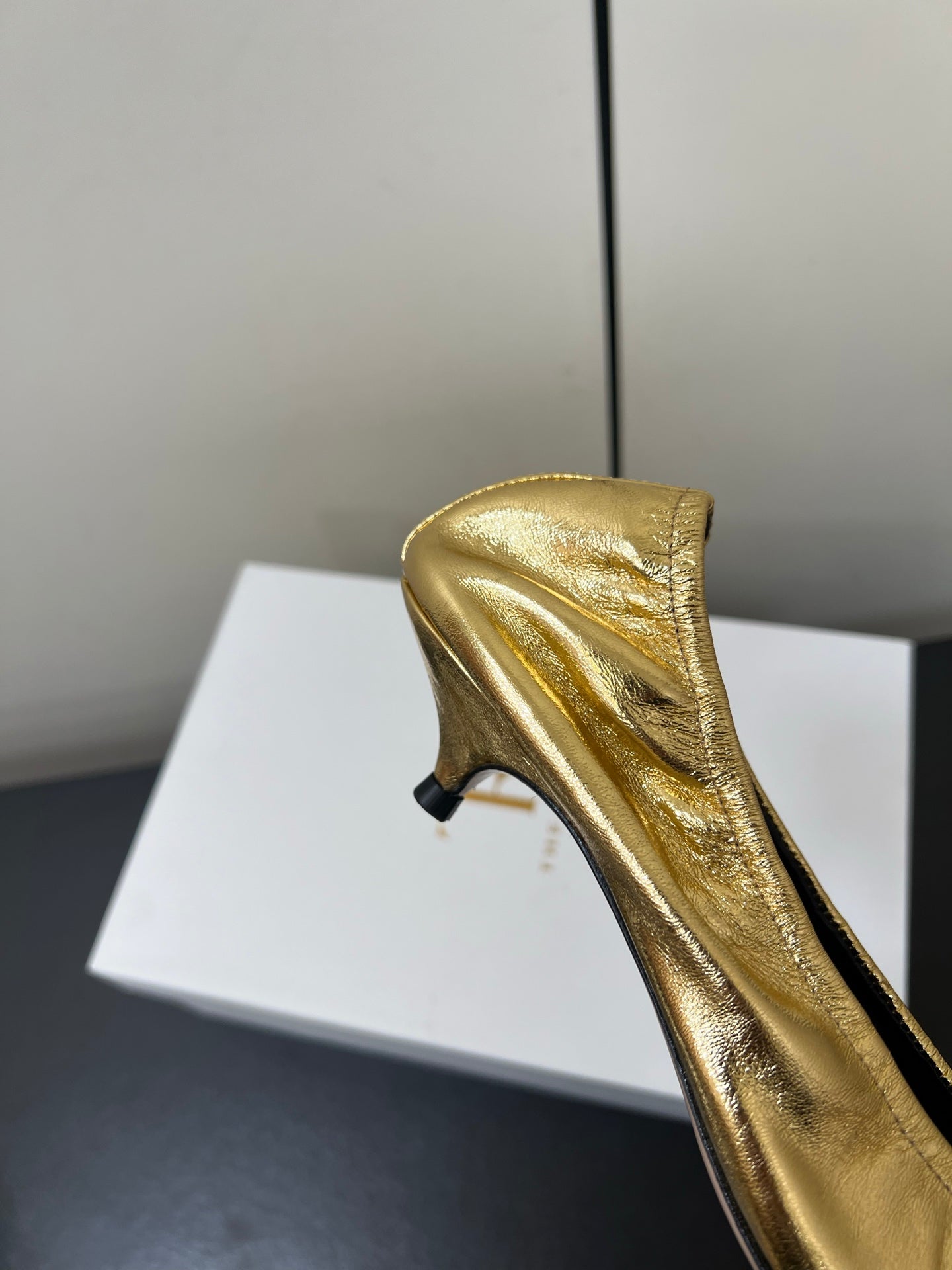 The Row Ava Gathered Leather Pumps 35mm Gold Metallic Calfskin 340014