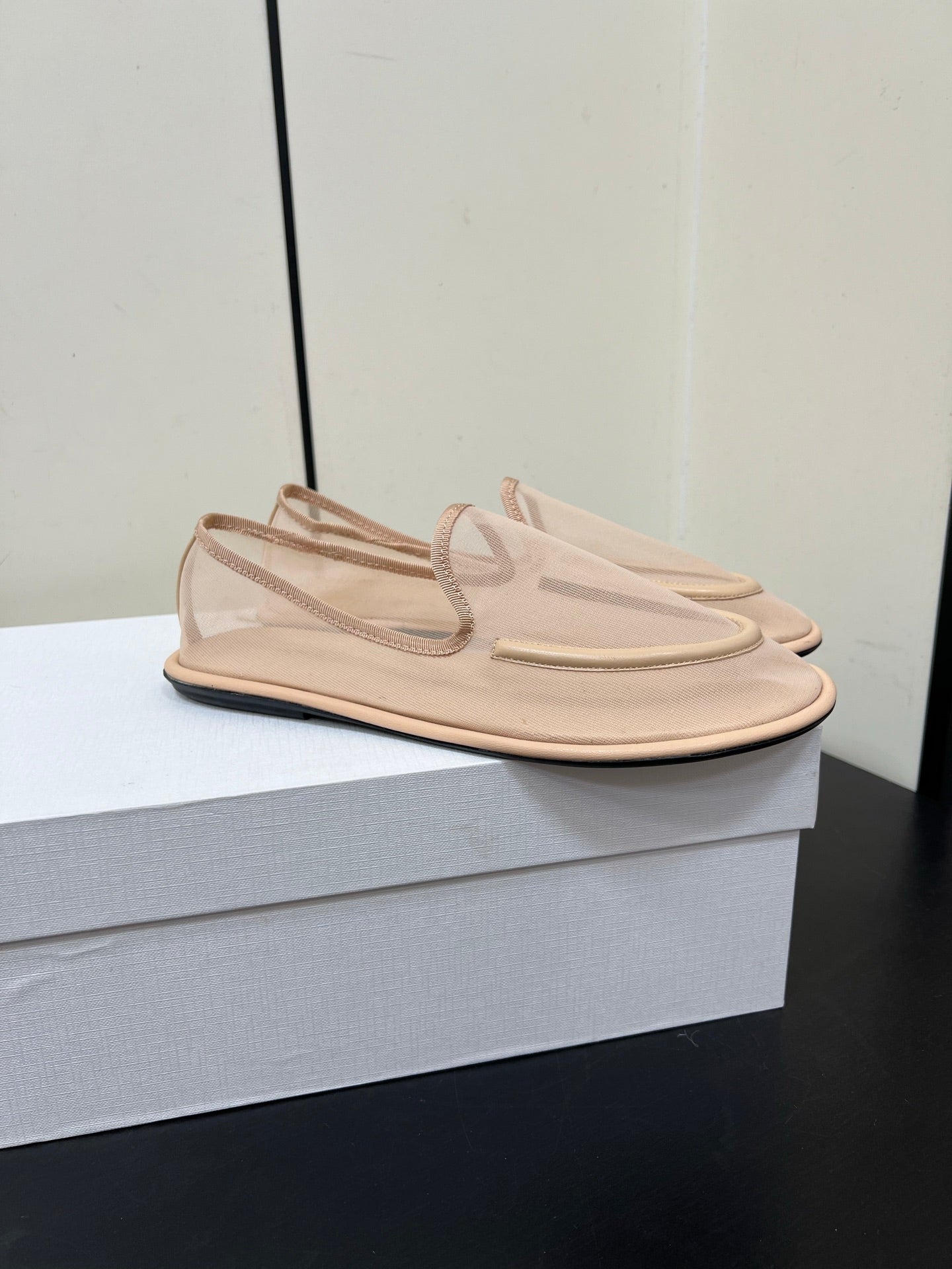 The Row Loafer Beige Mesh And Sheepskin 340015