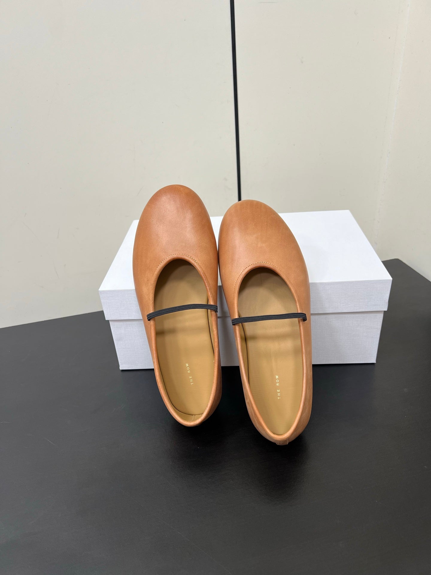 The Row Elastic Ballet Slipper In Gold Calfskin 340035