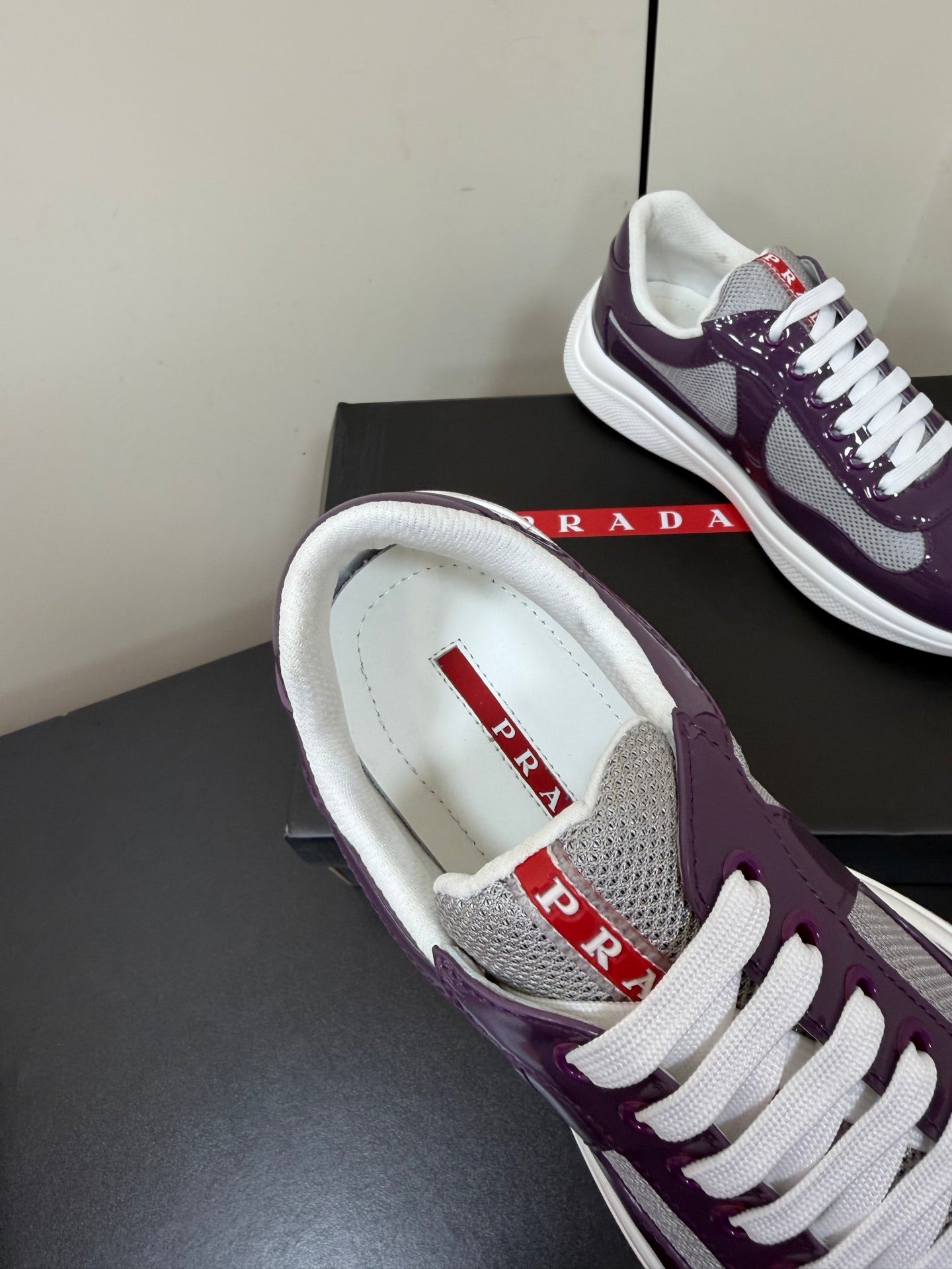 Prada America's Cup Sneaker Purple Patent Leather Mesh 618926