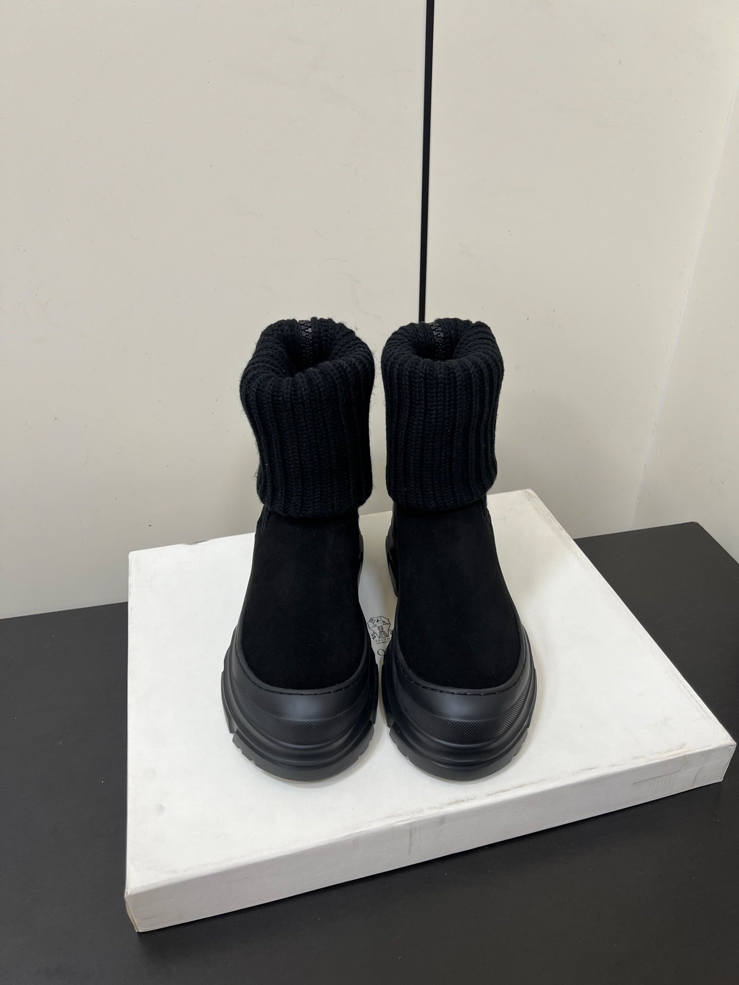 Brunello Cucinelli Ankle Boots Black Knitted Suede