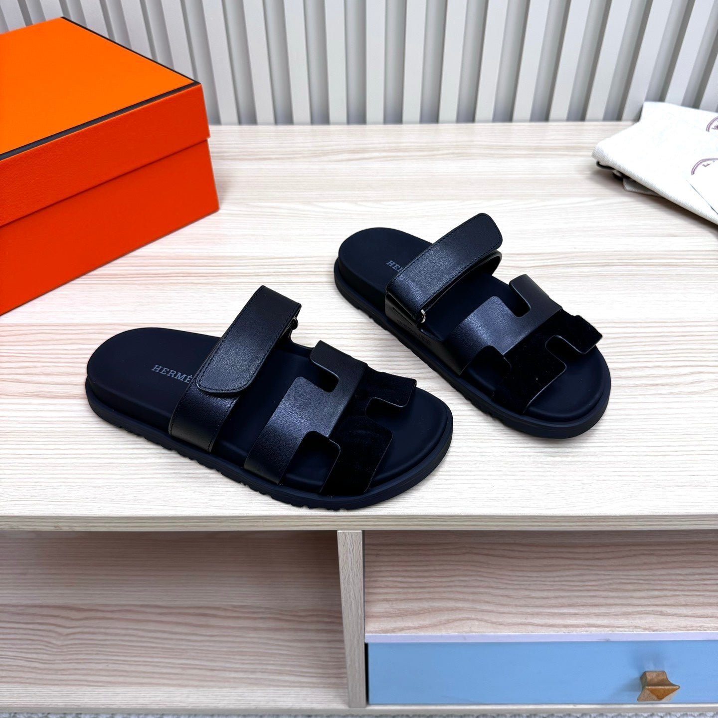 HM Chypre Sandal In Black Cowhide And Suede 968869