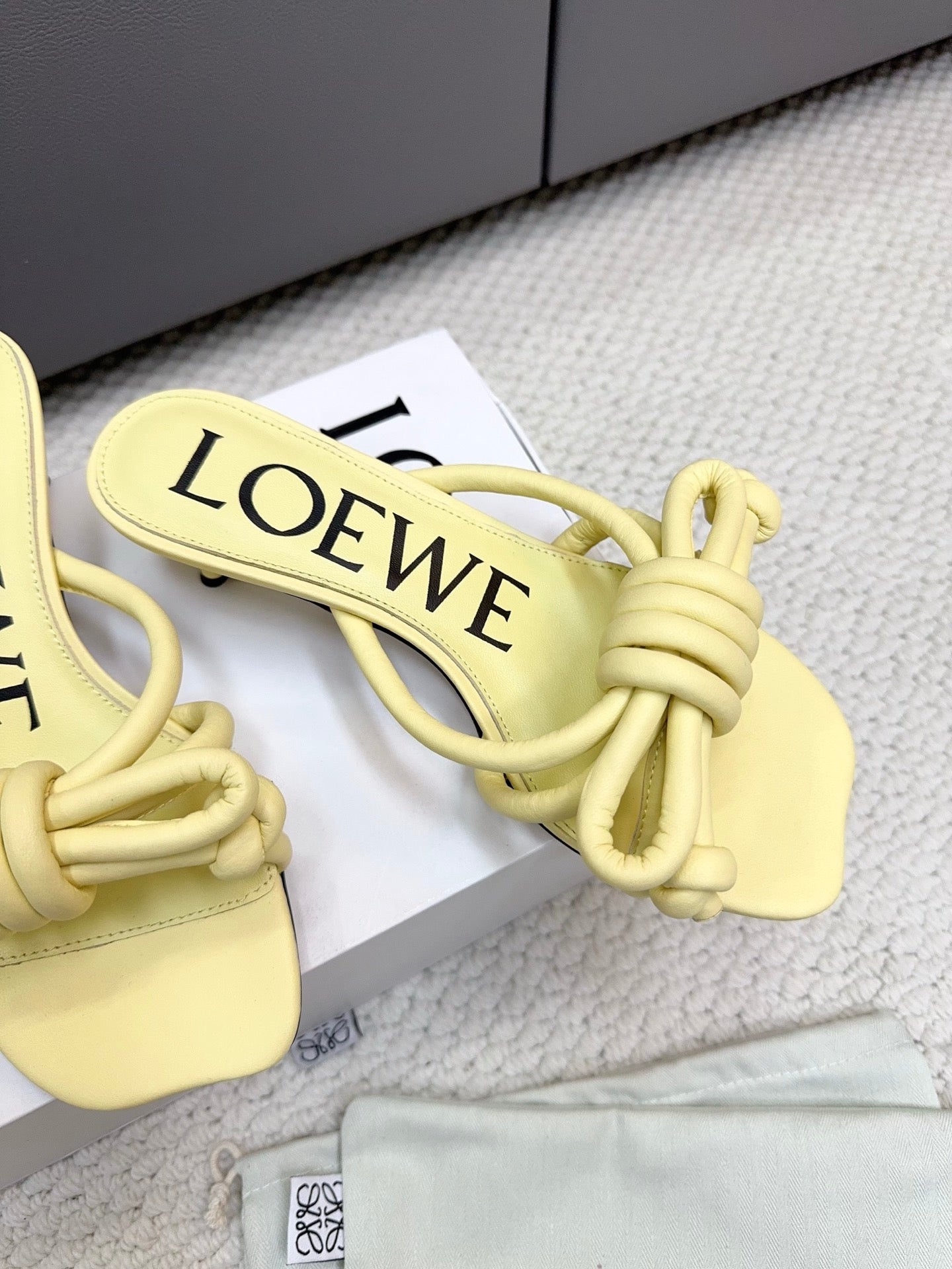 Loewe Flamenco Knot Lemon Yellow Sheepskin 664829