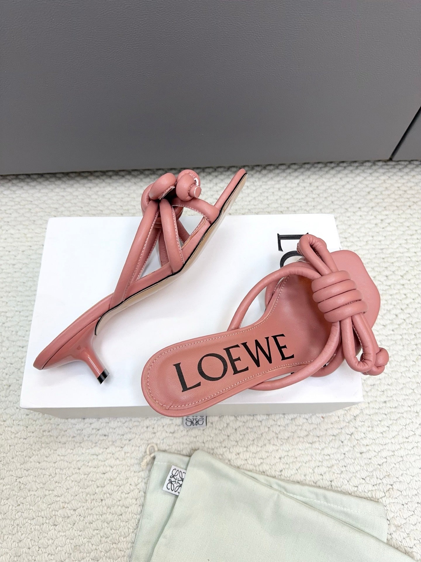 Loewe Flamenco Knot Muted Pink Sheepskin 664830