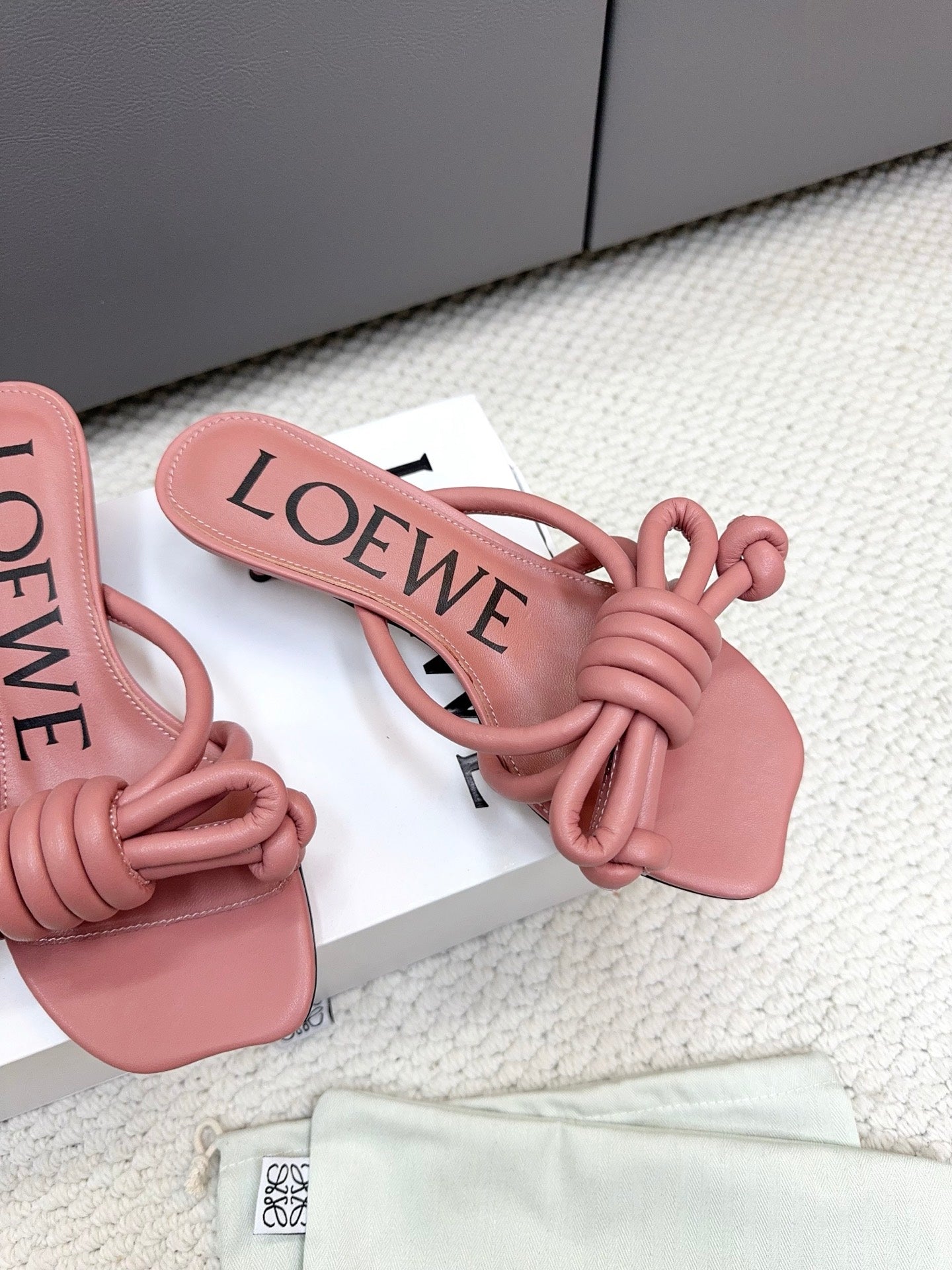 Loewe Flamenco Knot Muted Pink Sheepskin 664830