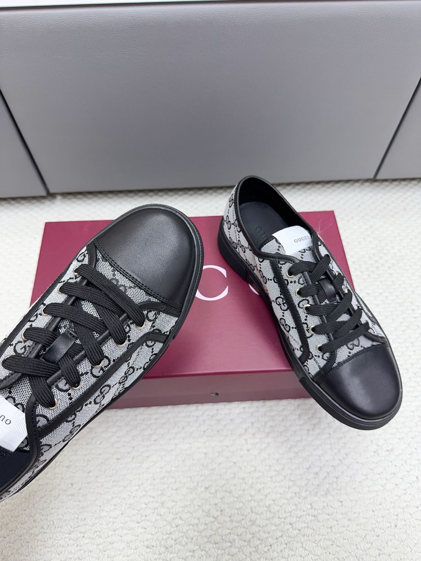 GG Tennis 1977 Sneakers Black White Canvas Leather 788205
