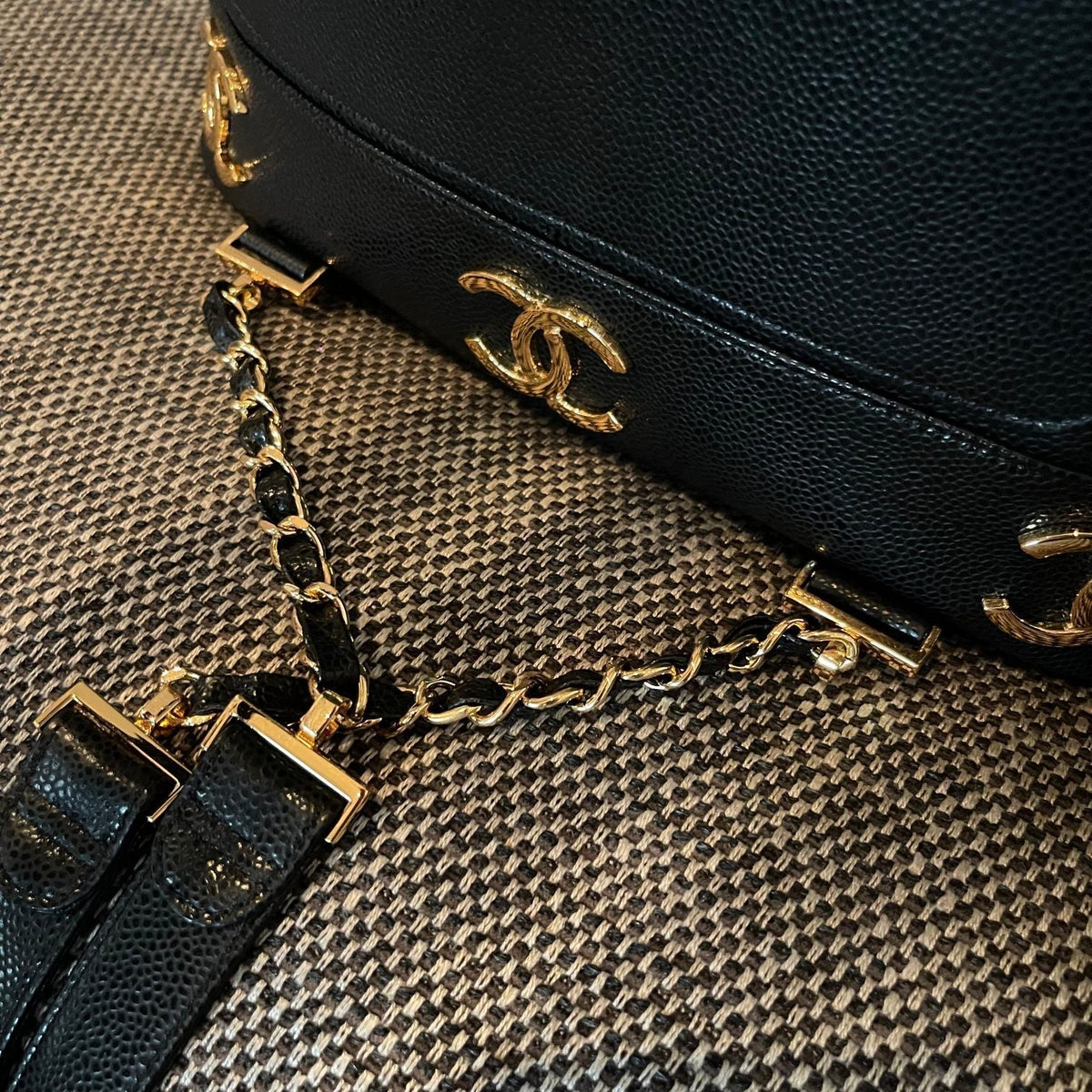 Chanel 26s Backpack 34 In Black Grained Calfskin Gold Hardware