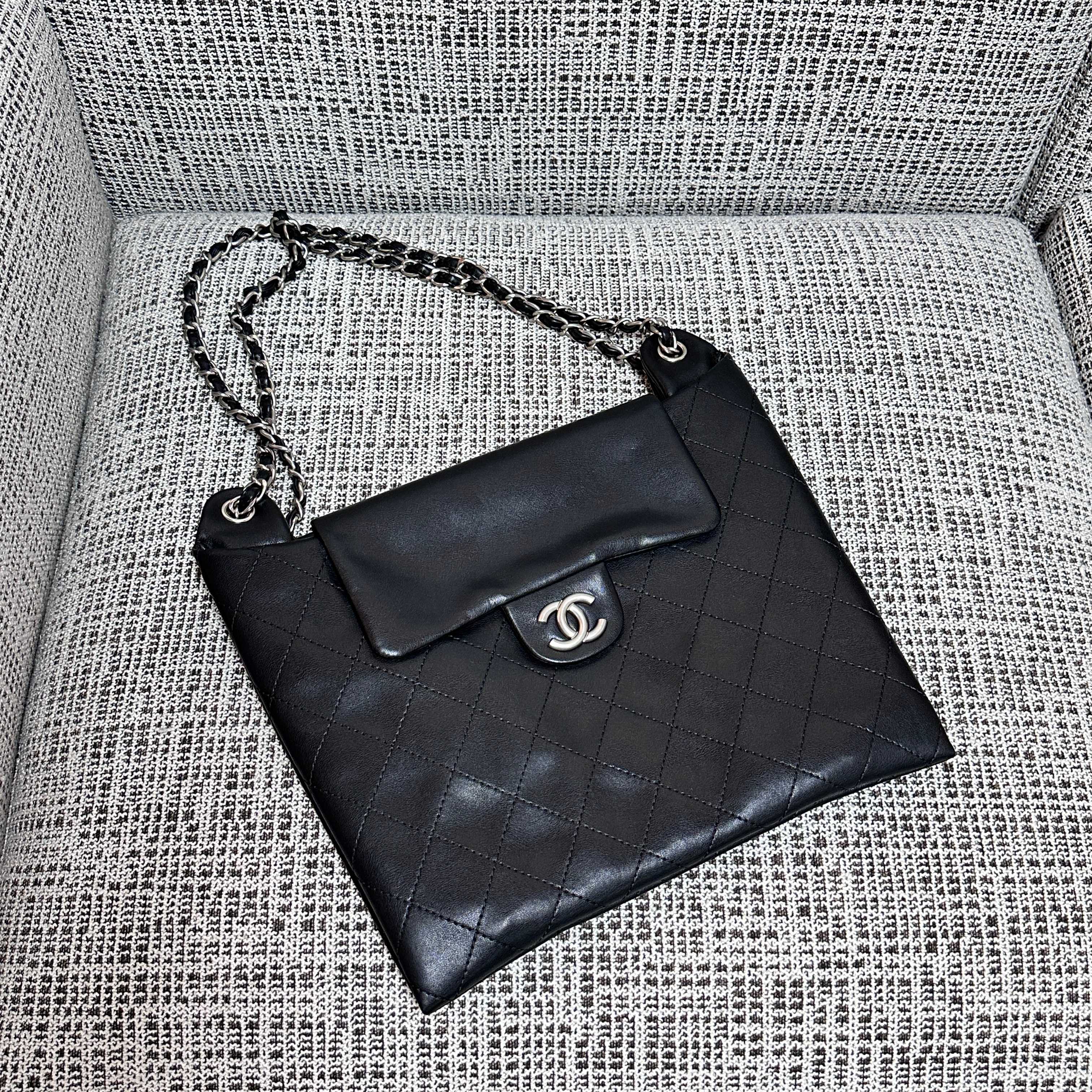 CC 26s Flap Tote Bag Black Lambskin