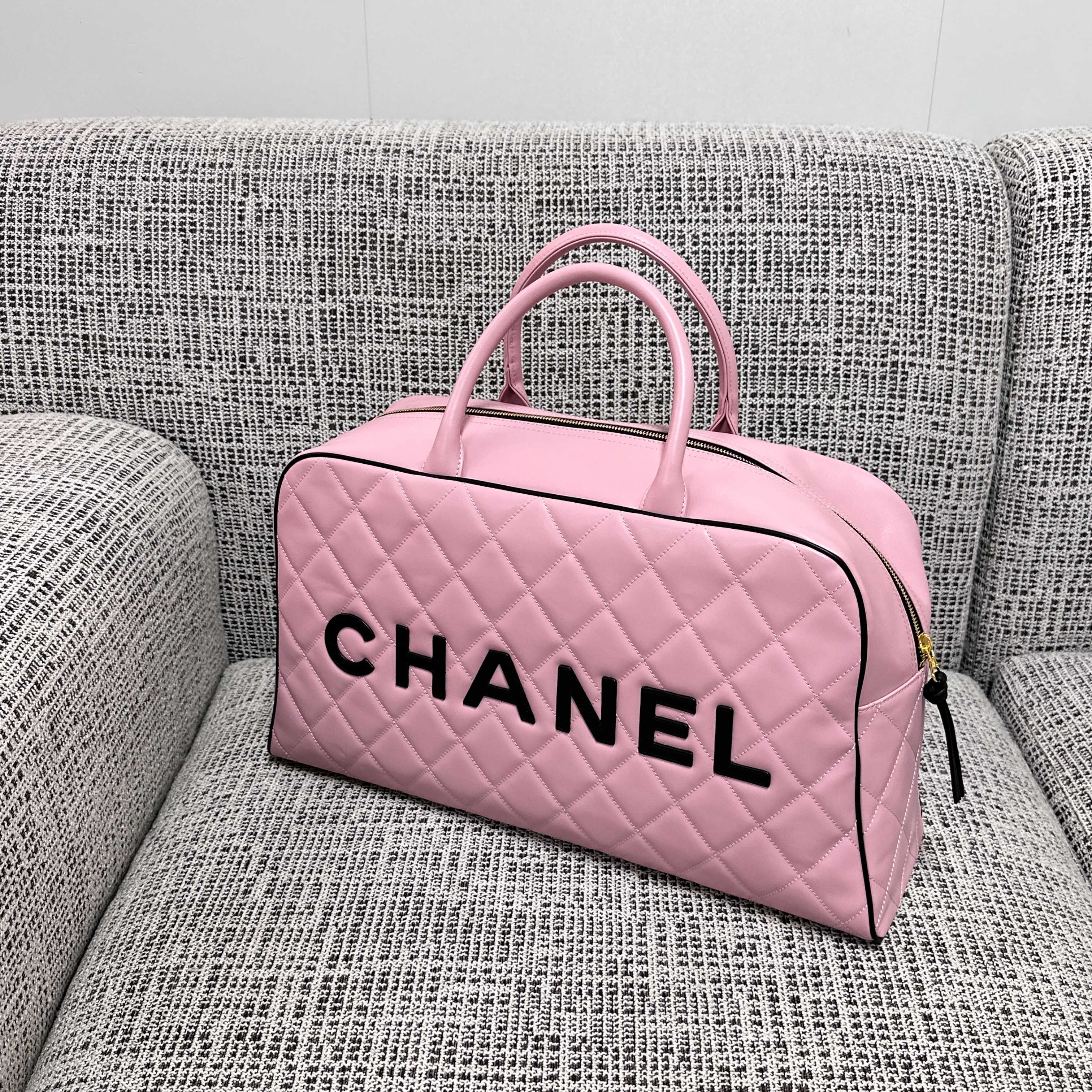 CC 1995 Bowling Duffle Bag 46cm Pink Lambskin