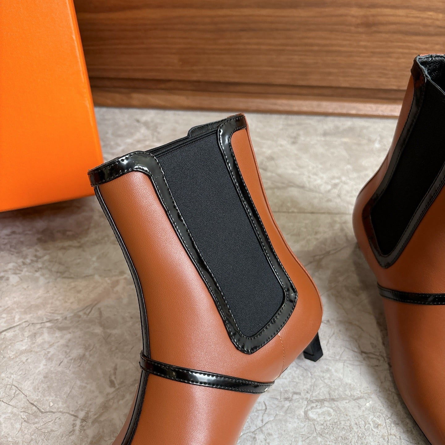 HM Lolita 40 Ankle Boot Brown Black Nappa Leather 541281
