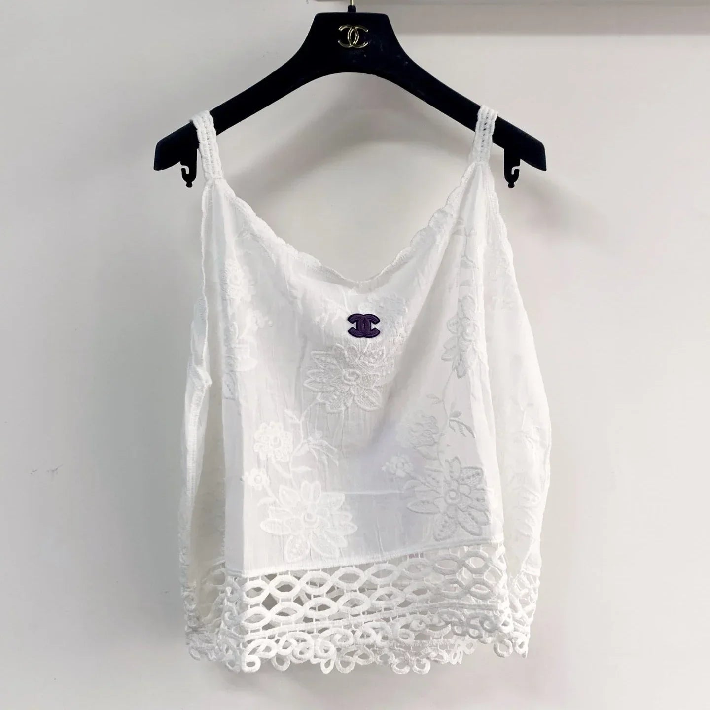 Chanel 2026 Flower Camisole White Cotton Nylon
