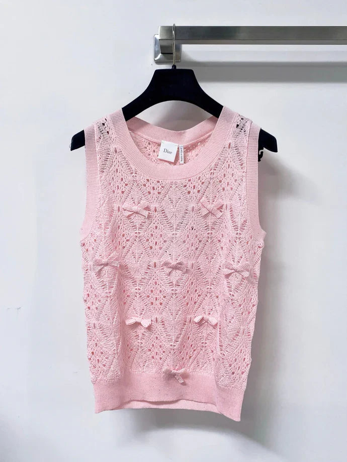 Dior 2026 Knit Vest Decorative Bow Pattern Cotton 479899