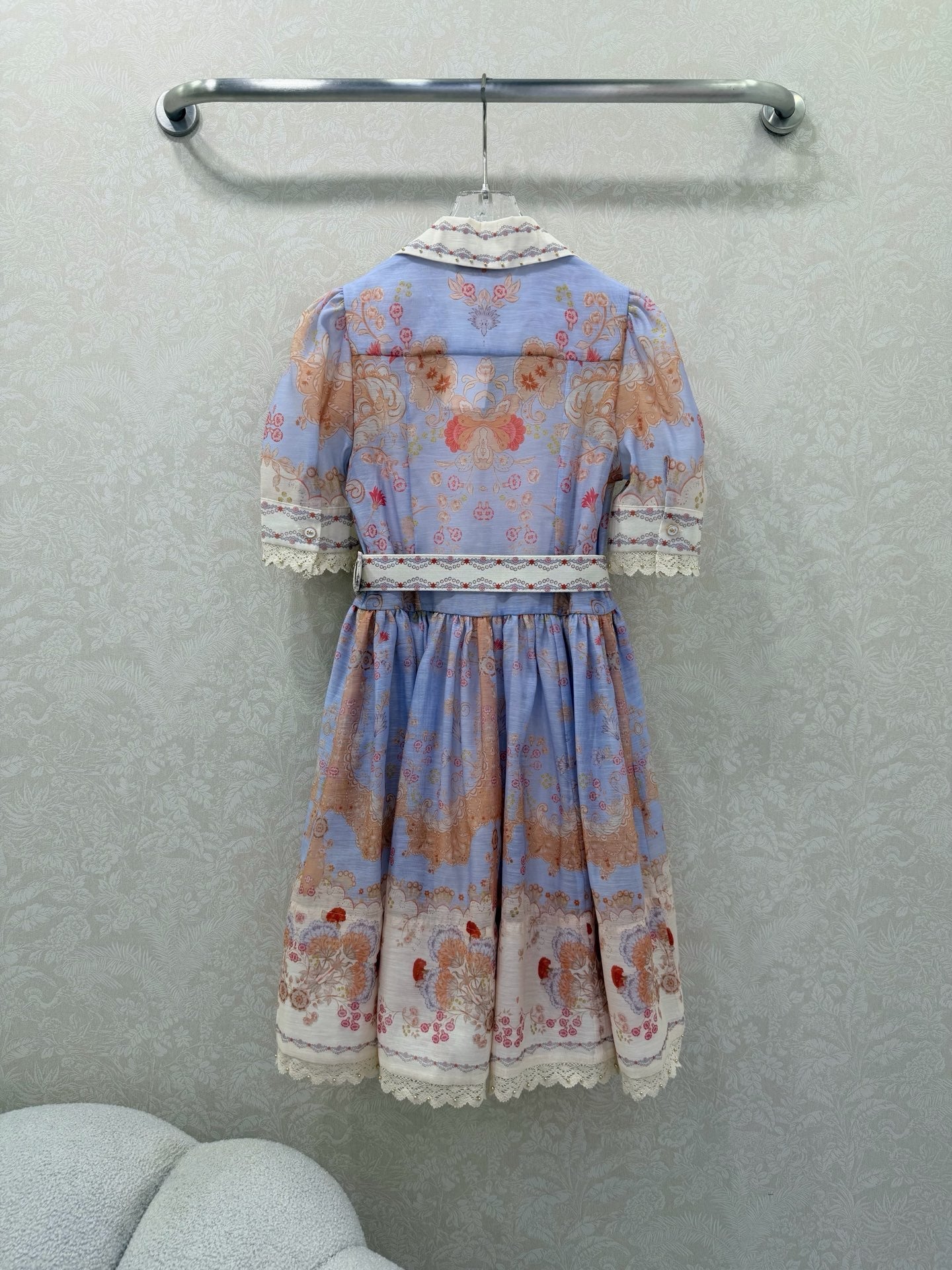 Zimmermann High Tide Mini Shirt Dress Blue Odyssey Print Cotton 347310