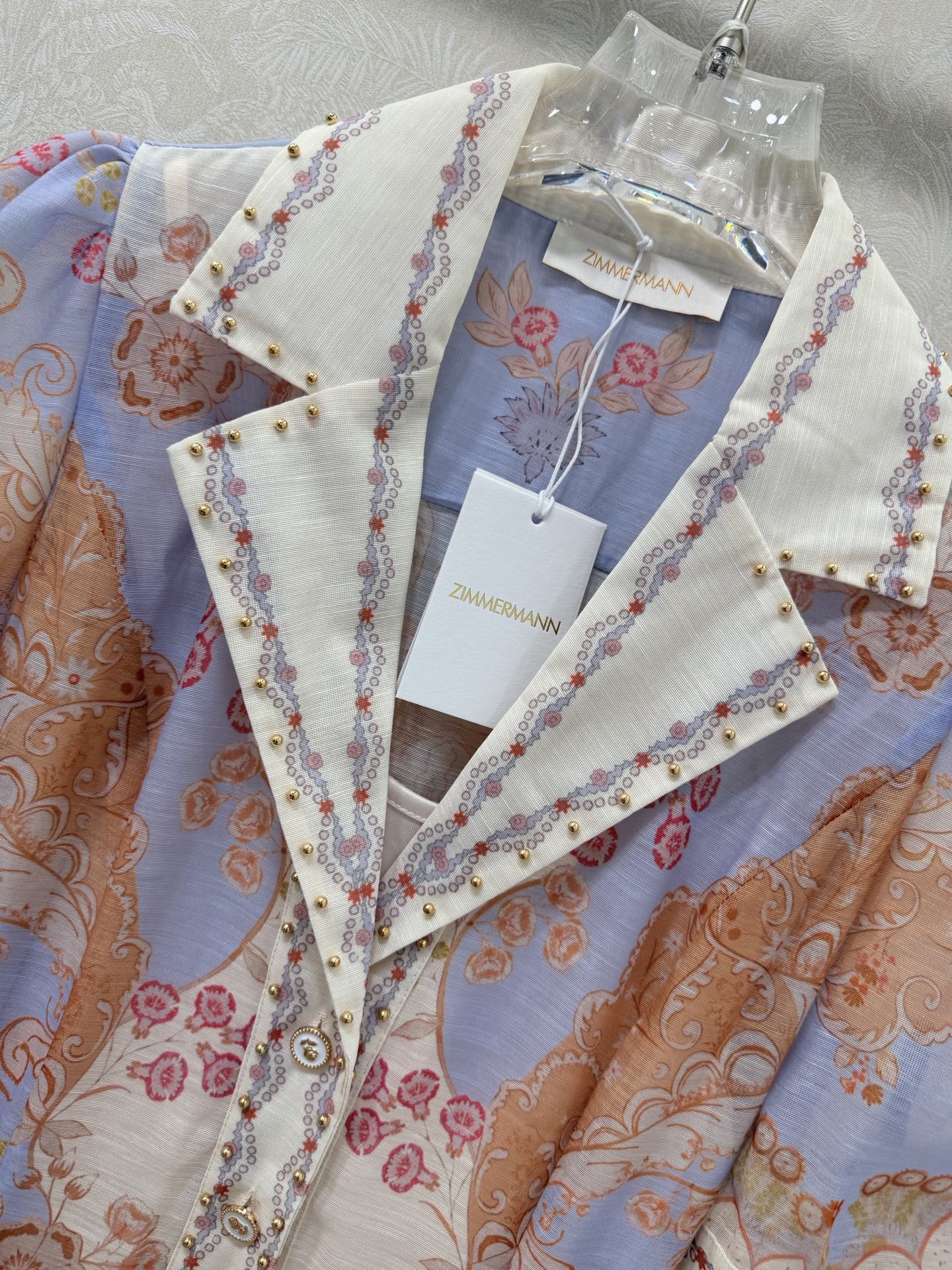 Zimmermann High Tide Midi Shirt Dress Blue Odyssey Print Cotton 347307