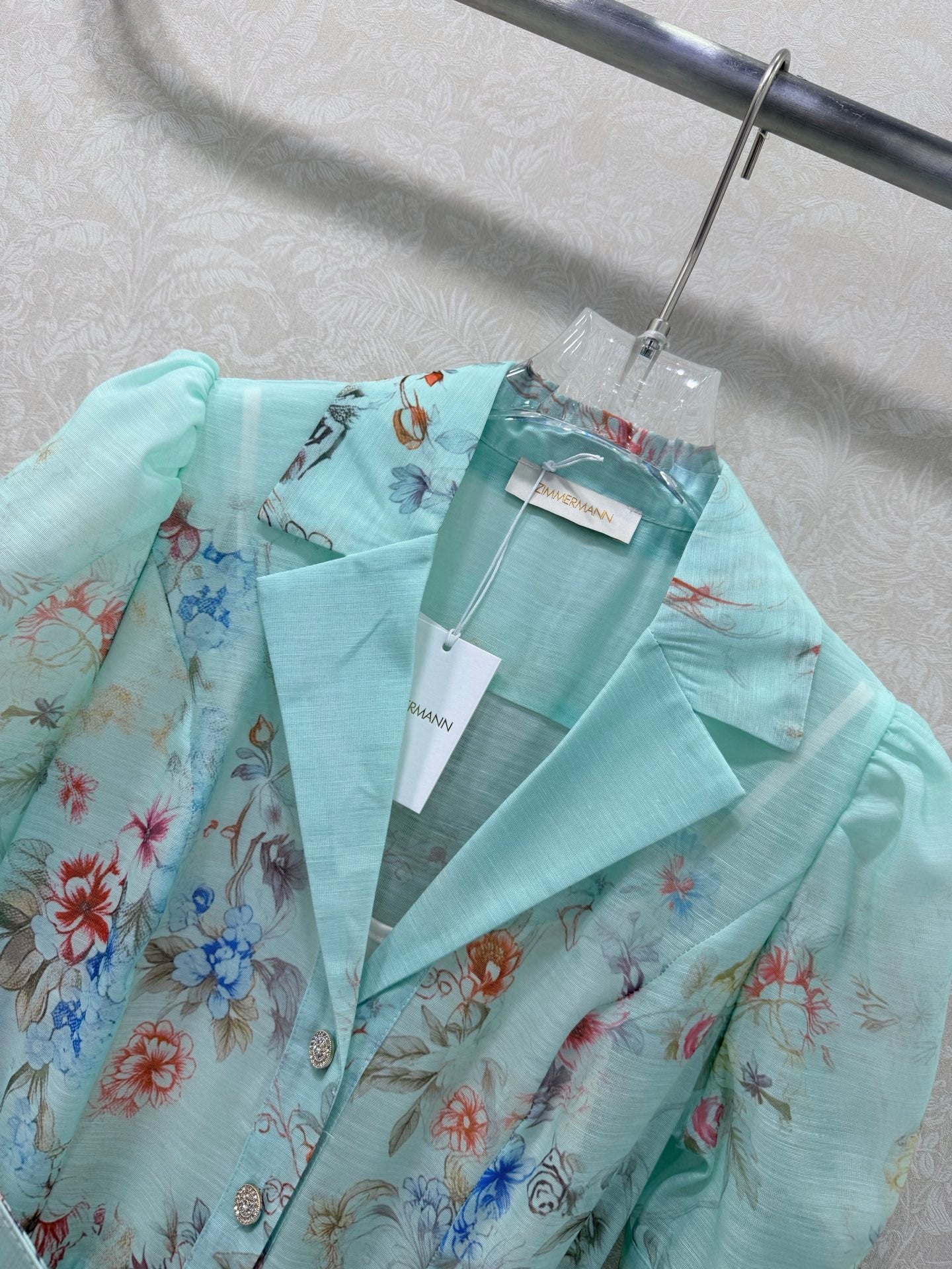 Zimmermann Jude Floral-Print Mini Dress Aqua Gradient Floral Cotton 347294