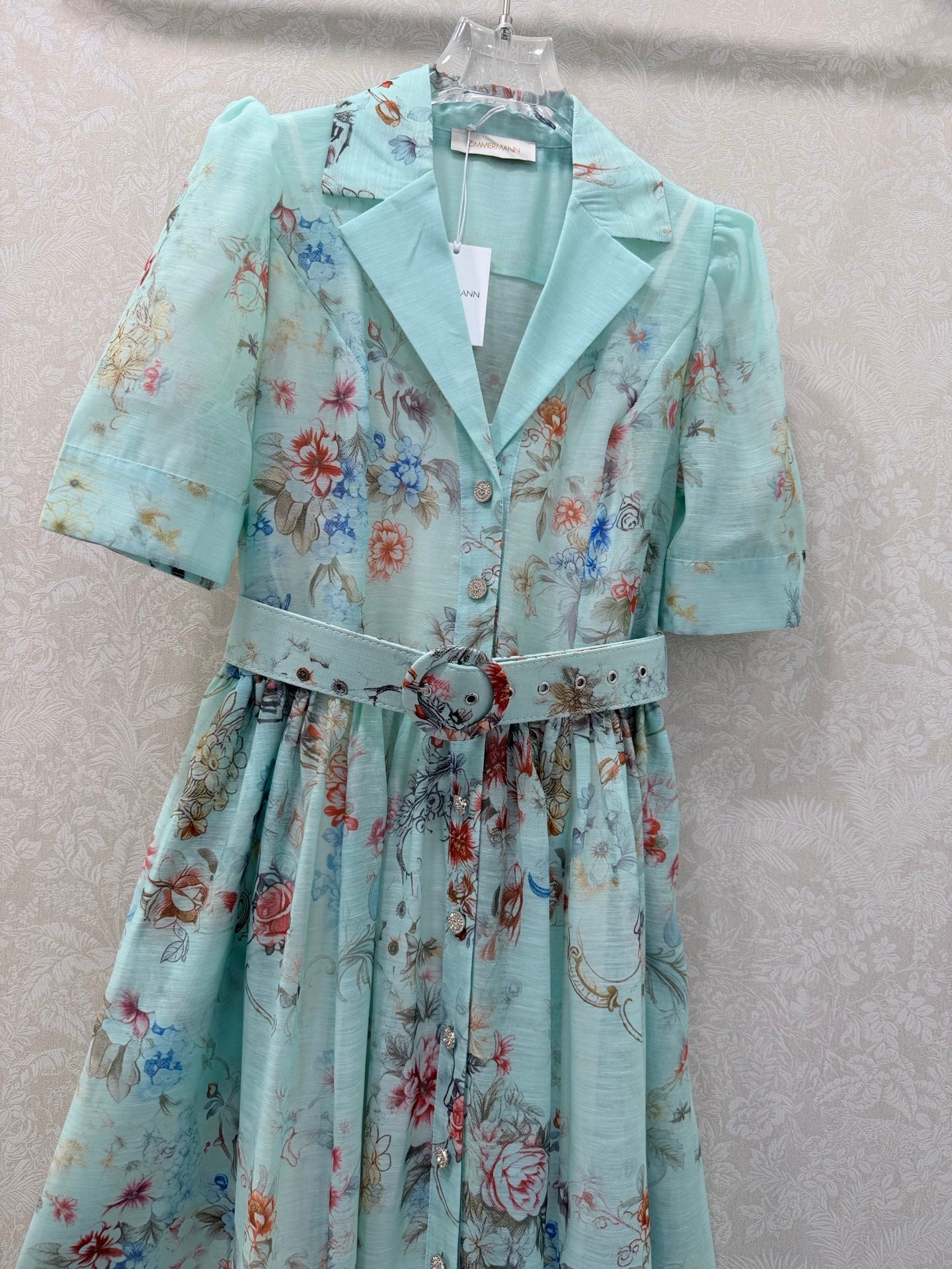 Zimmermann Jude Floral-Print Mini Dress Aqua Gradient Floral Cotton 347294