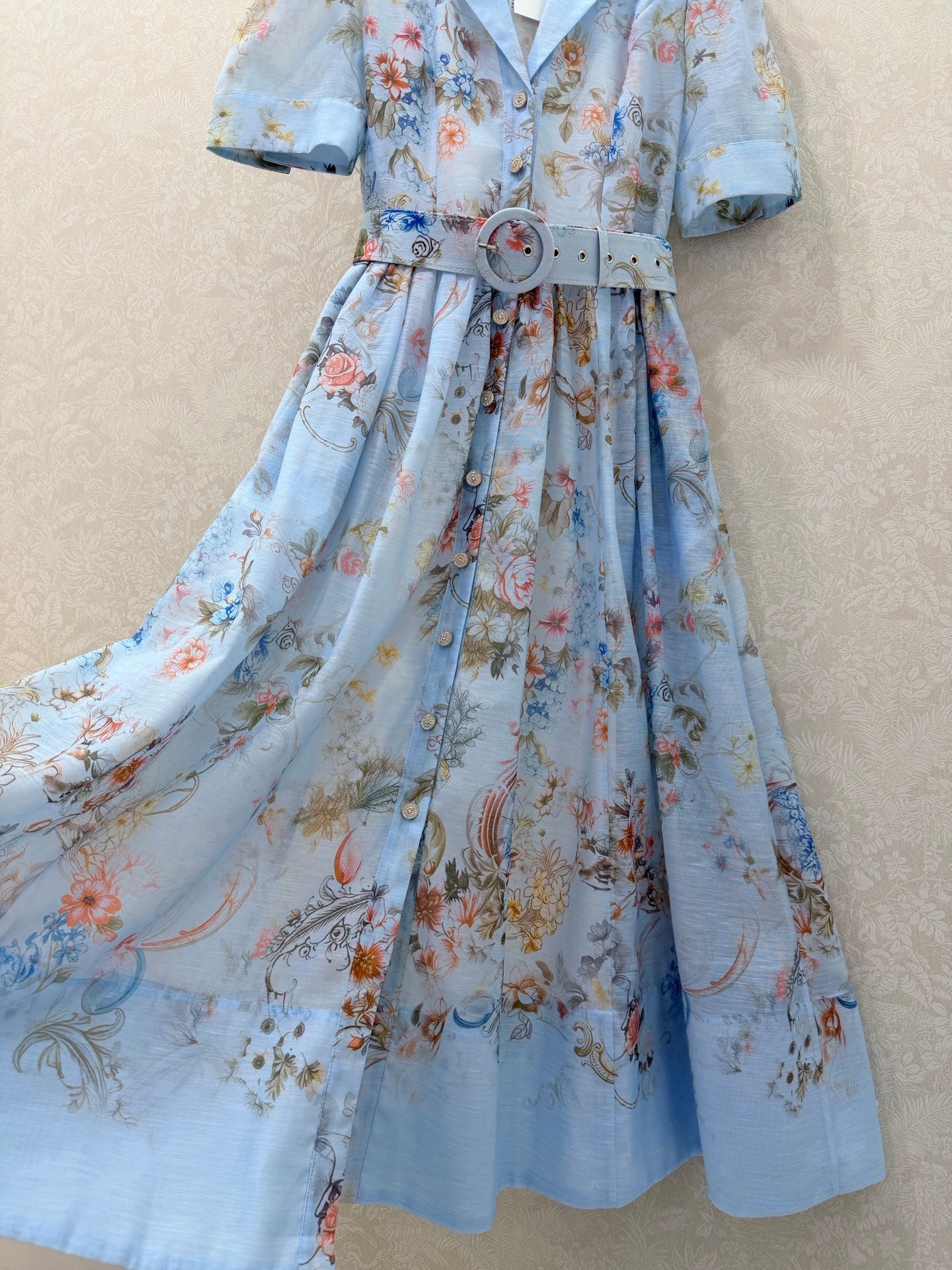 Zimmermann Jude Floral-Print Mini Dress Light Blue Floral Cotton 347293