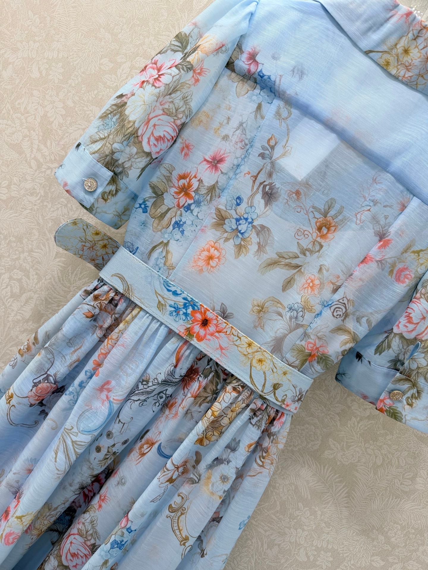Zimmermann Jude Floral-Print Mini Dress Light Blue Floral Cotton 347293