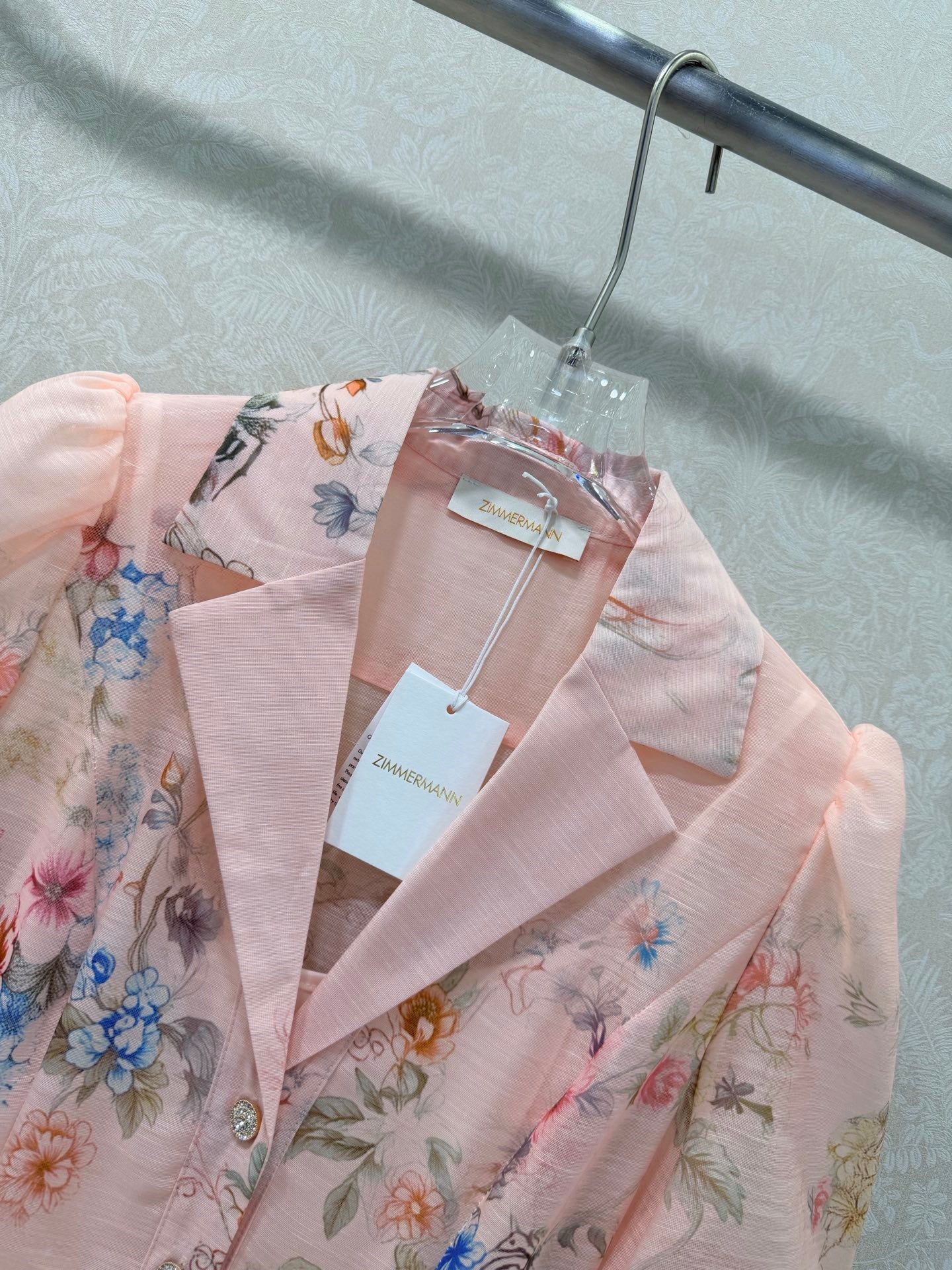 Zimmermann Jude Floral-Print Mini Dress Light Pink Floral Cotton 347292