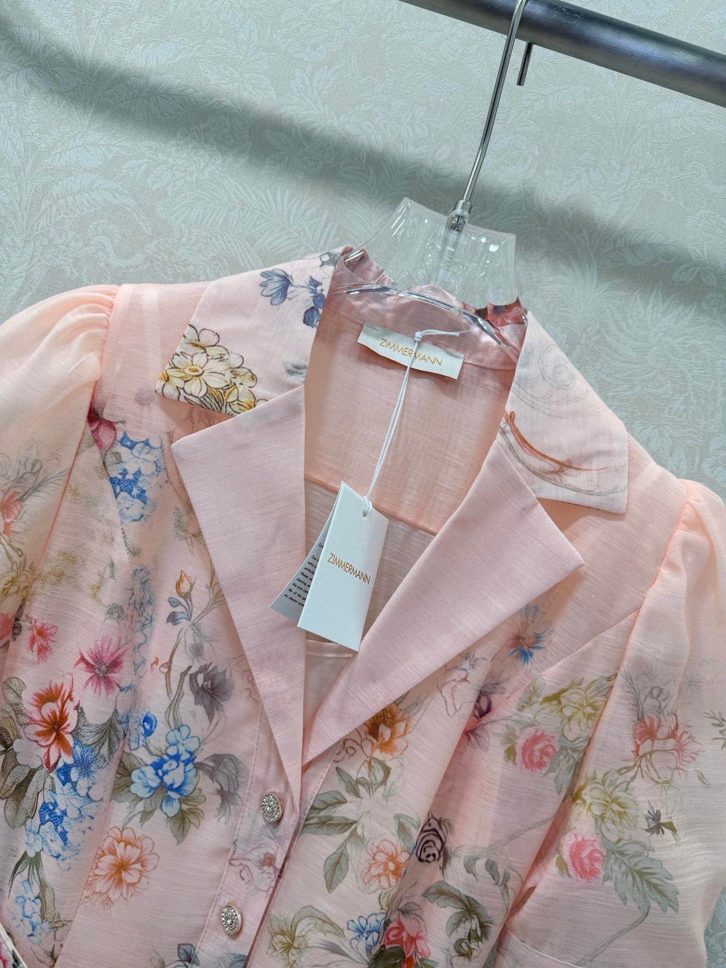 Zimmermann Floral Print Shirt Dress Light Pink Floral Cotton 347288