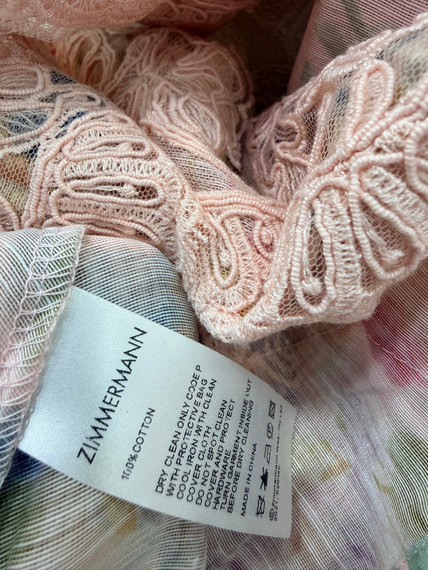 Zimmermann Luminosity Liftoff Flower Dress Morisot Pink Floral Cotton 347282