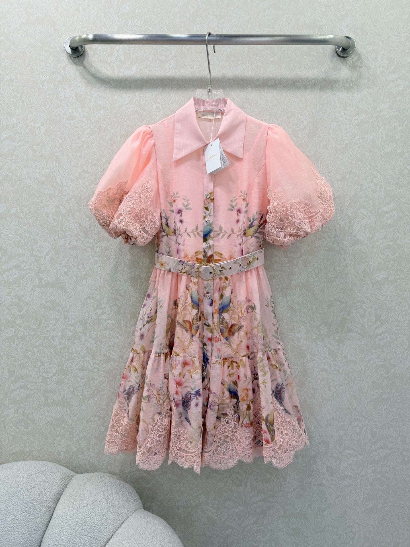 Zimmermann Luminosity Liftoff Flower Dress Morisot Pink Floral Cotton 347282