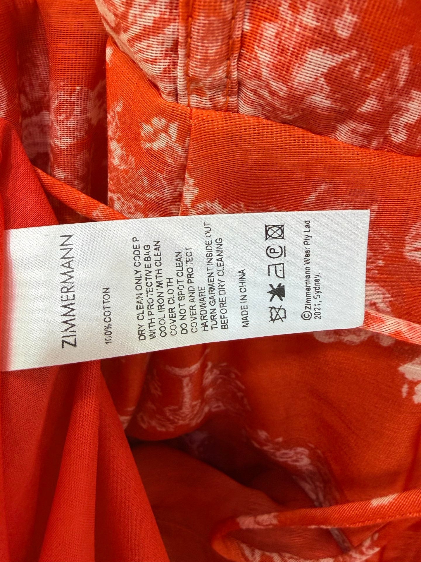Zimmermann Rebellion Mermaid Picnic Dress Red Cotton 347277