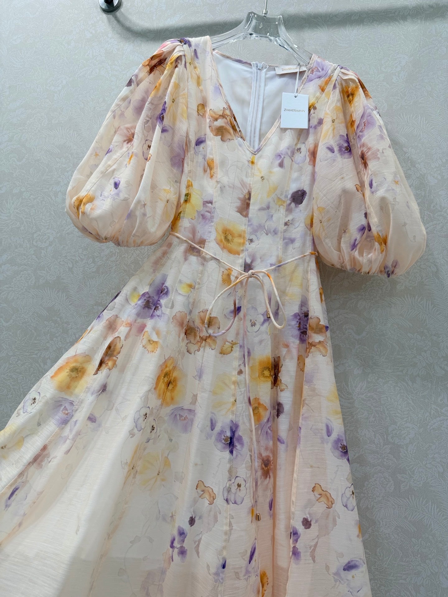 Zimmermann Memento Linen and Silk Minidress Pansy Floral Cotton 347242