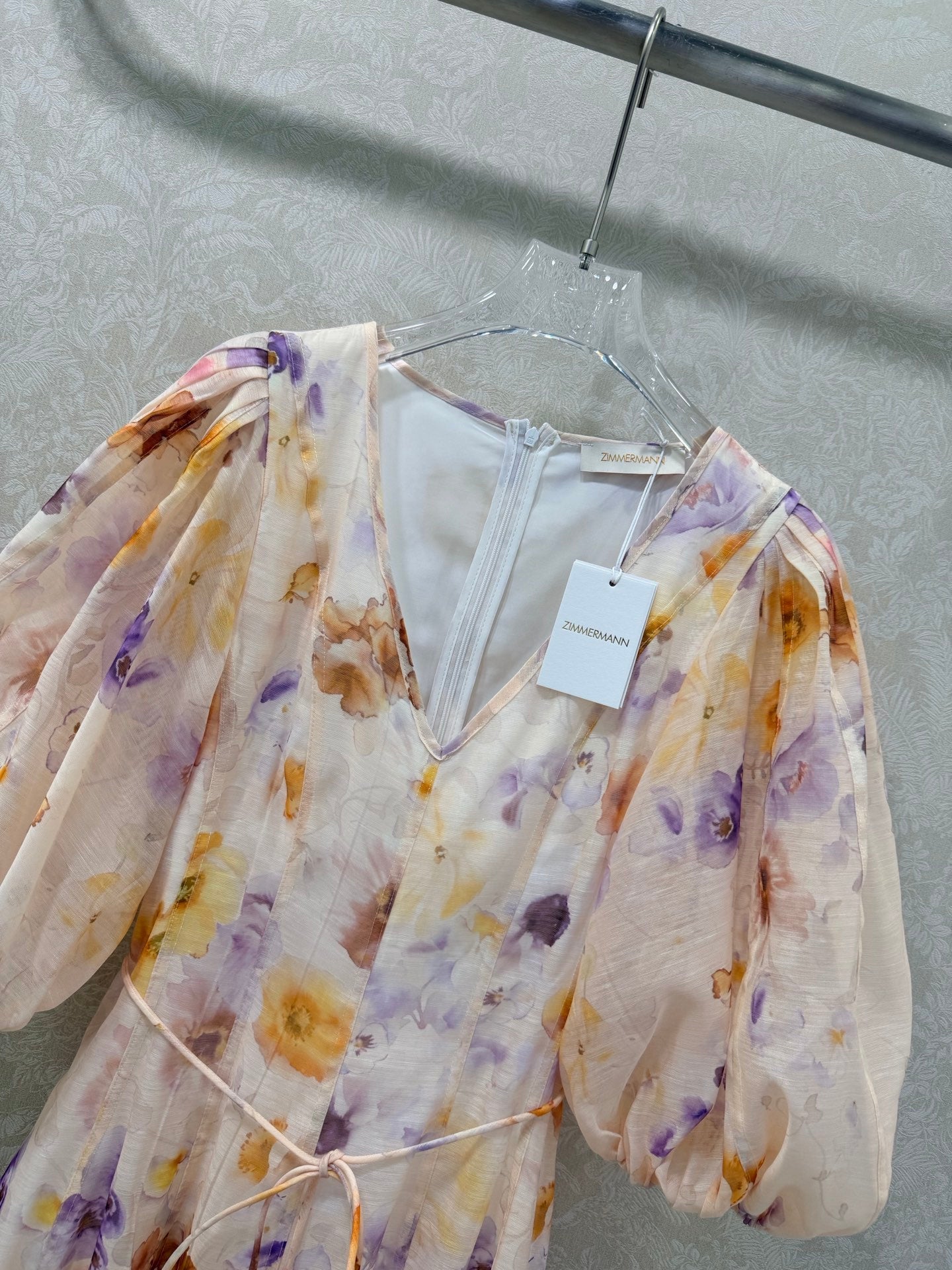 Zimmermann Memento Linen and Silk Minidress Pansy Floral Cotton 347242