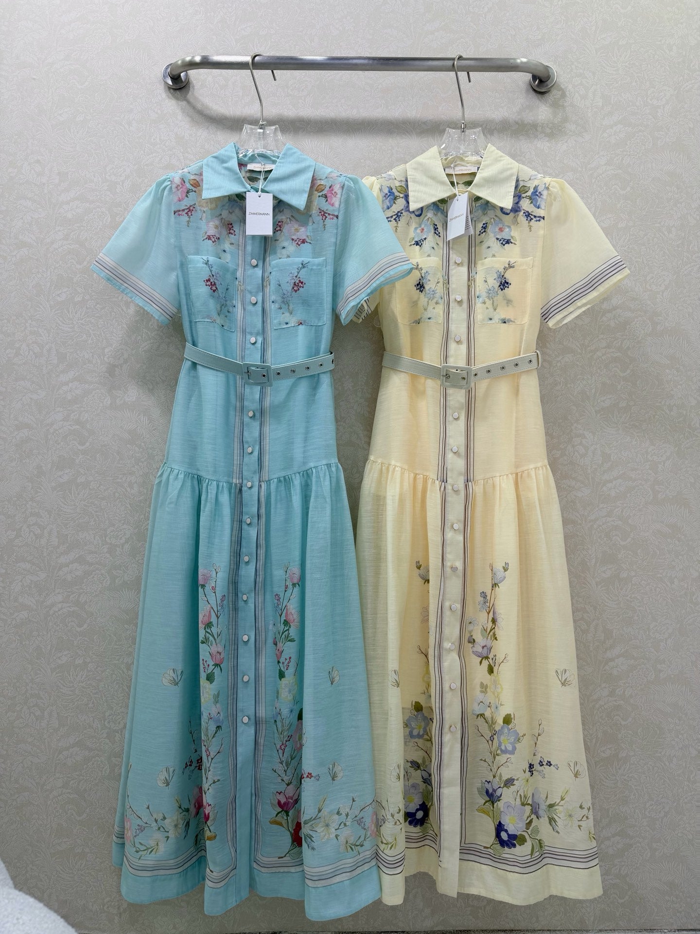 Zimmermann Organza Midi Dress Mint Floral Cotton 347220