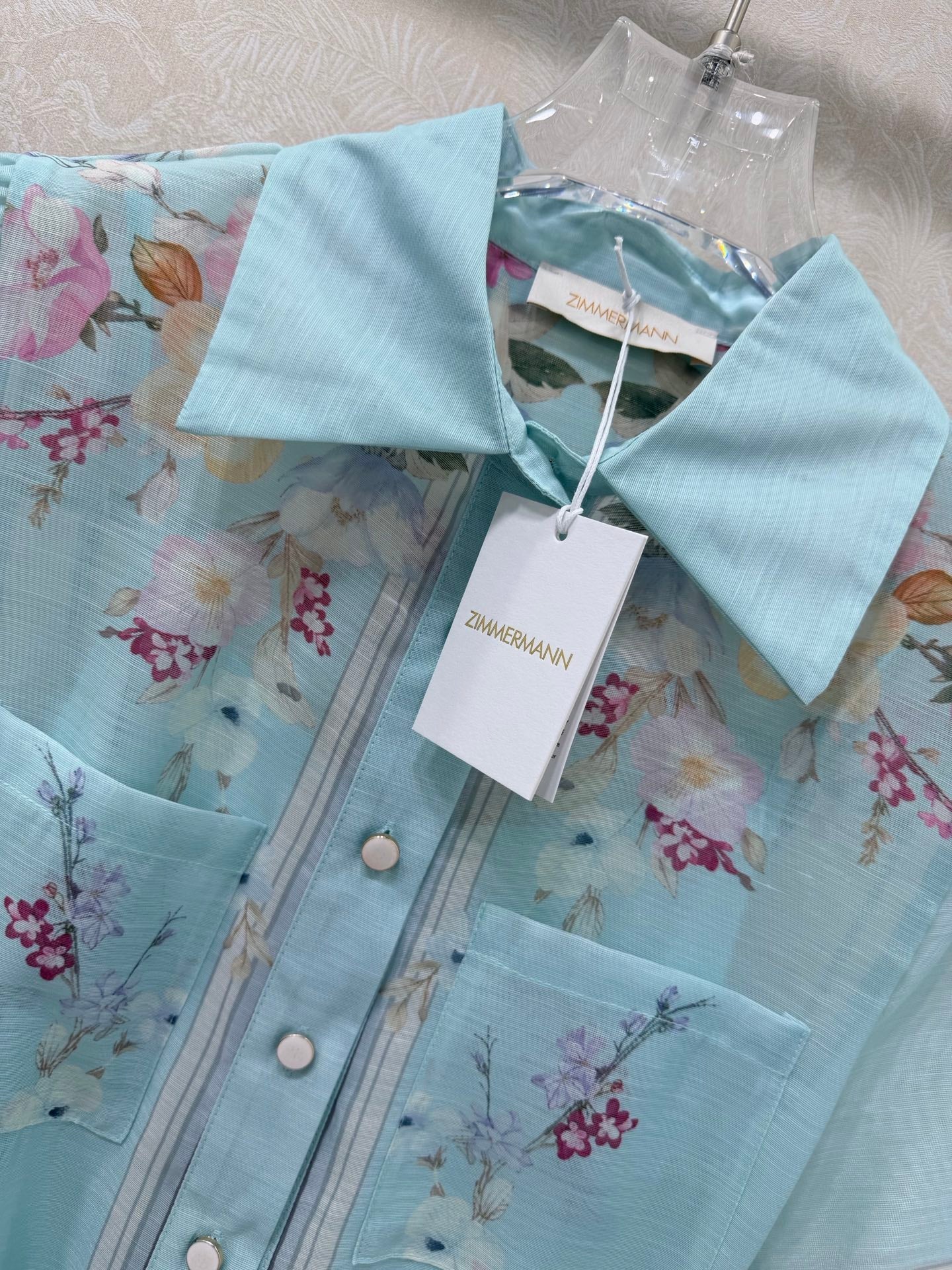Zimmermann Organza Midi Dress Mint Floral Cotton 347220