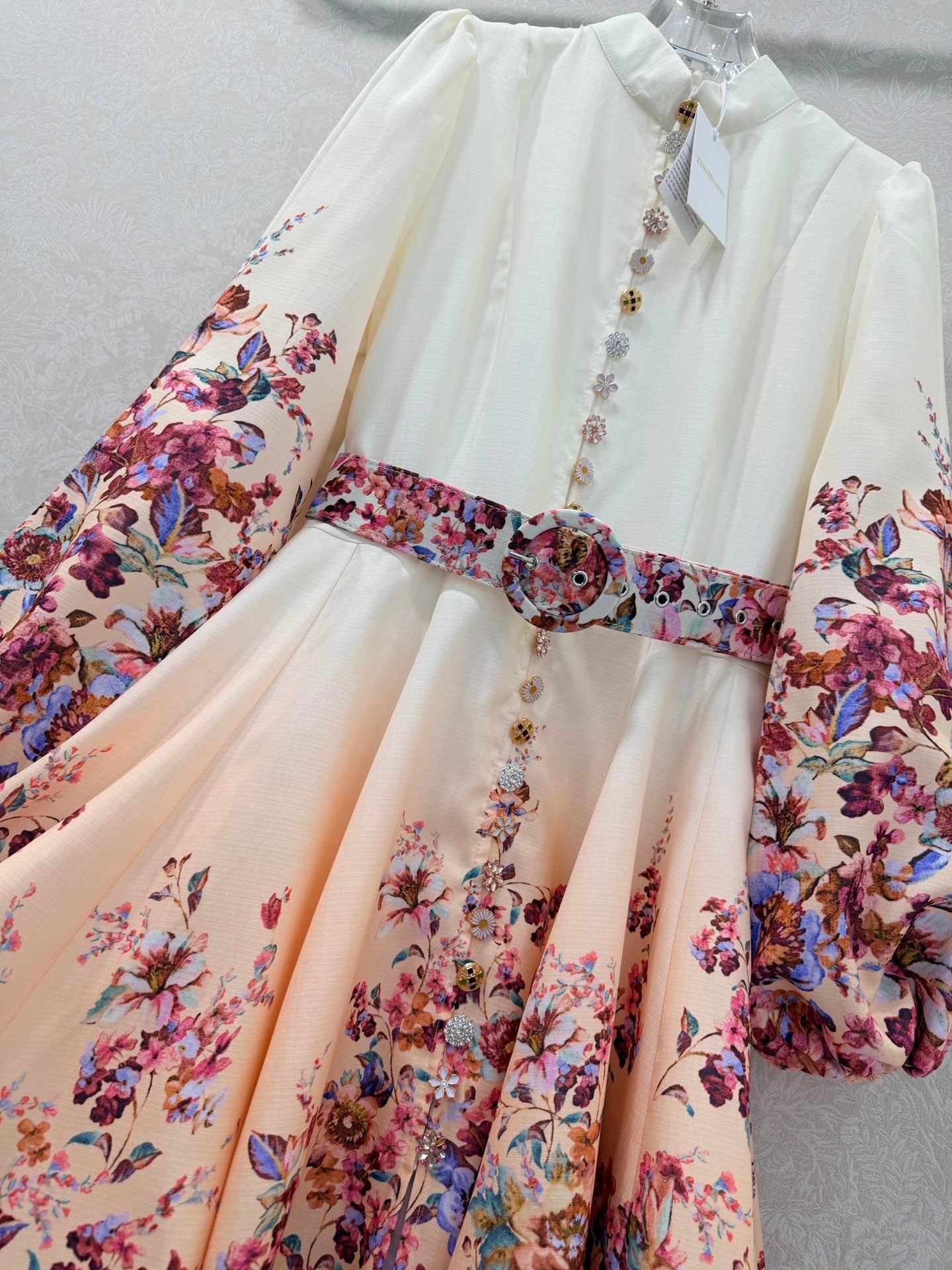 Zimmermann Awaken Long Dress Ivory Floral Cotton 347203