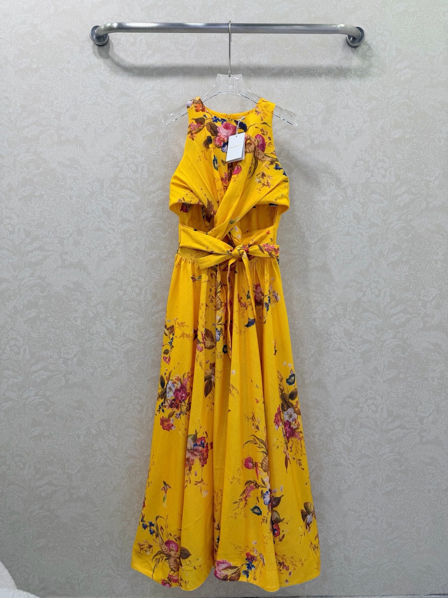 Zimmermann Patience Midi Dress Yellow Mustard Floral Cotton 347193
