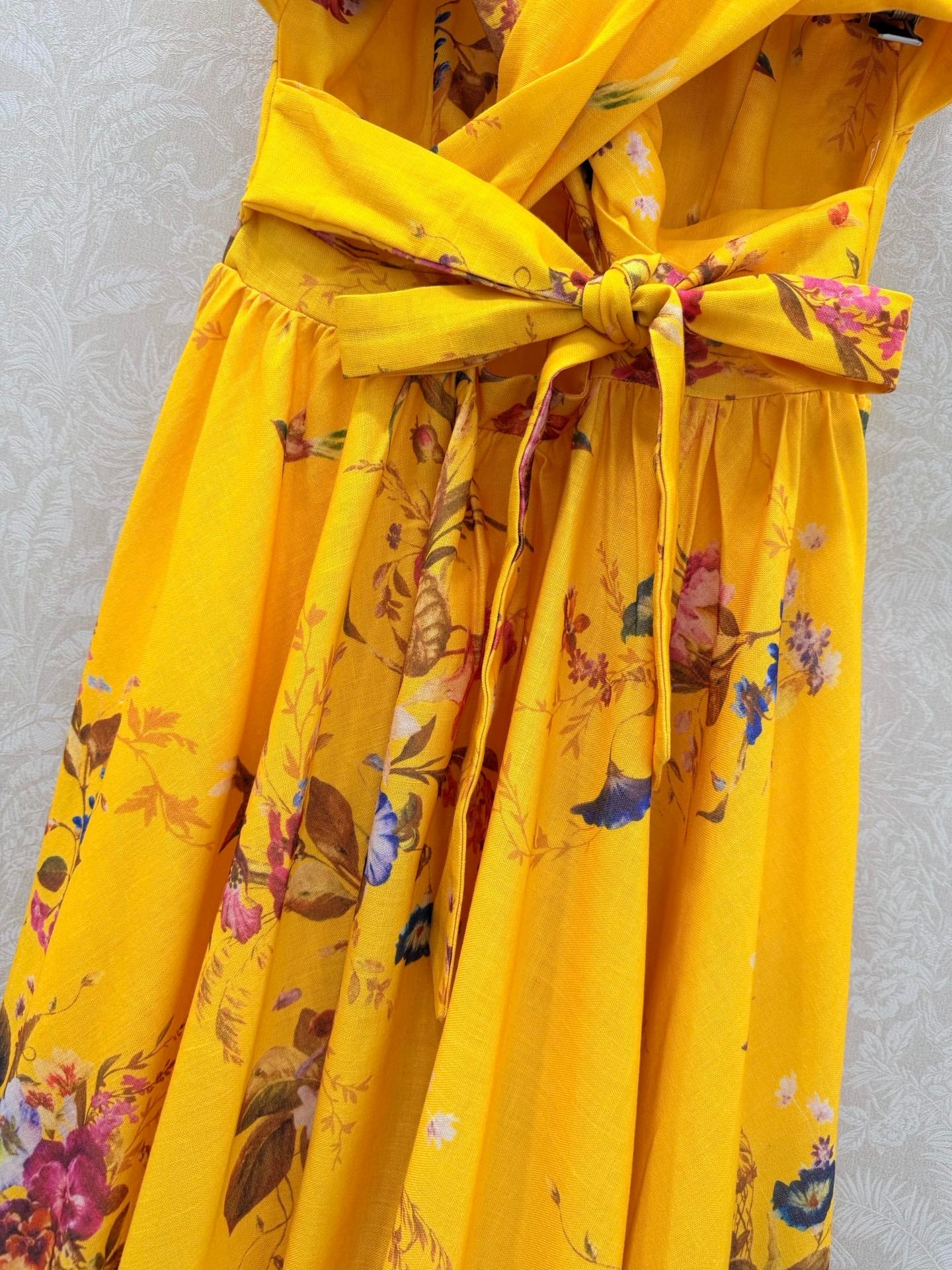 Zimmermann Patience Midi Dress Yellow Mustard Floral Cotton 347193