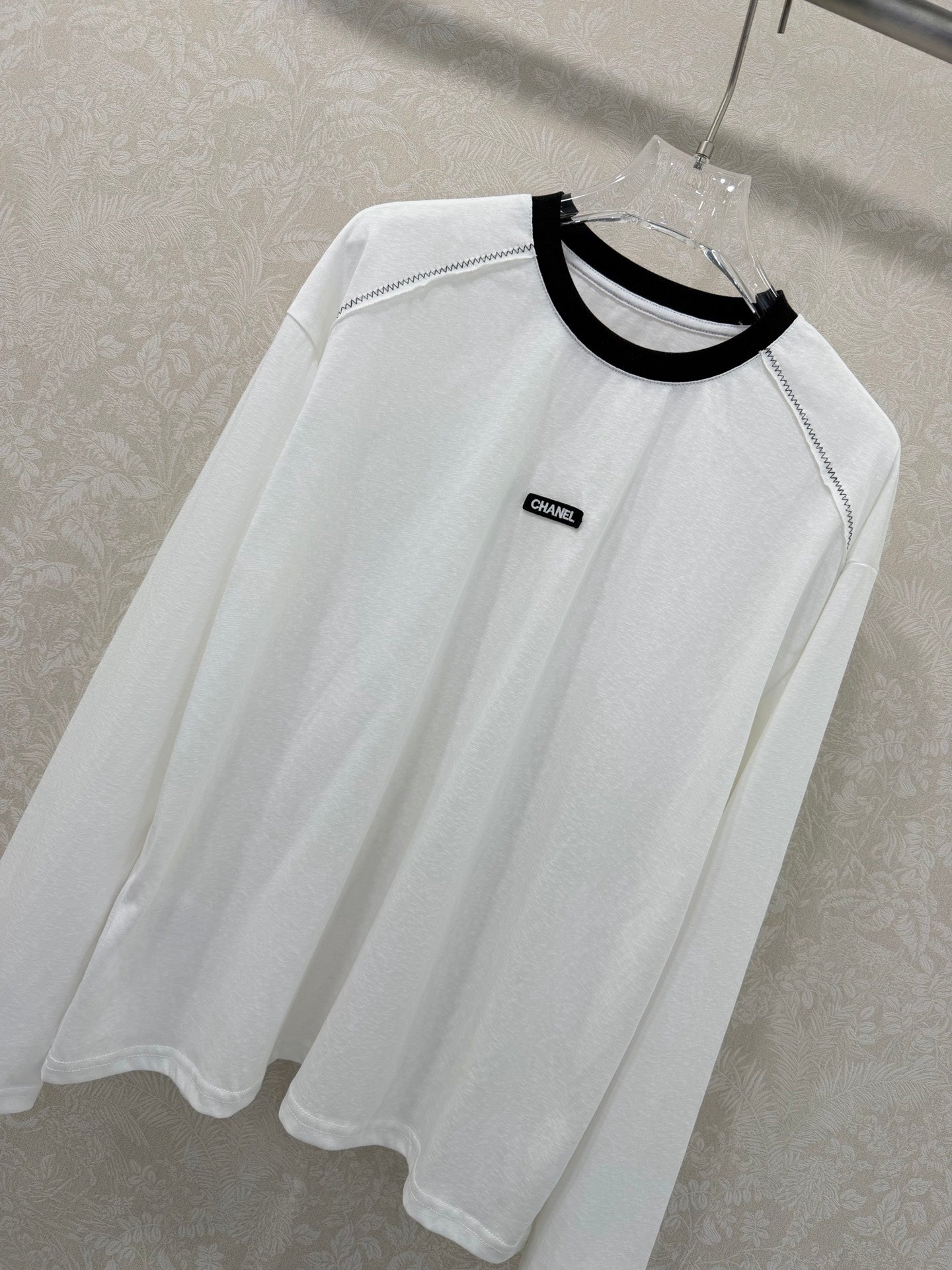 CC 26s Round Neck Pure Long Sleeve T-Shirt White Cotton