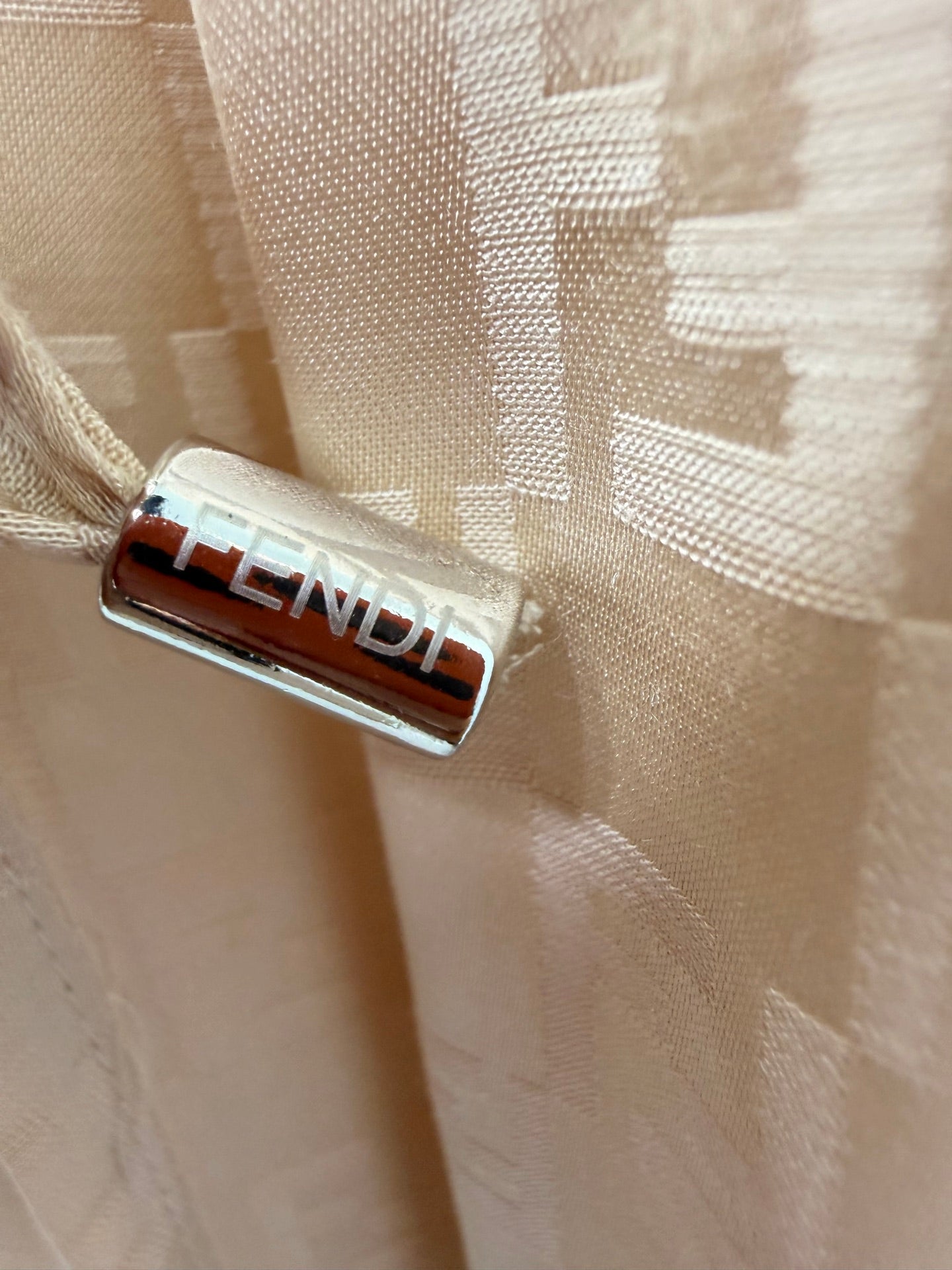 Fendi 26s Wide-Leg Trousers Jacquard Pattern Beige Rayon Cotton