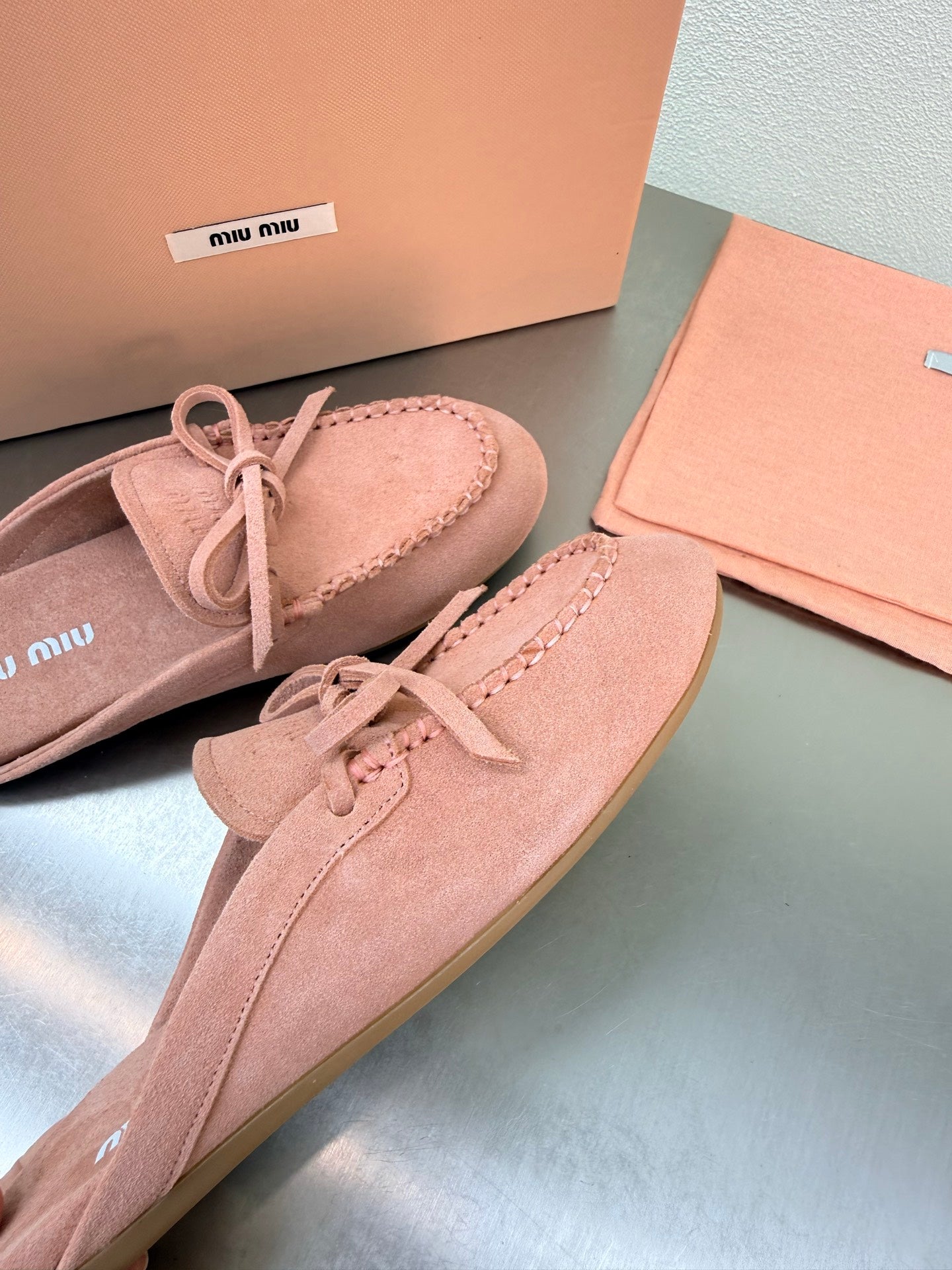 Miu Logo Mule Pink Suede 693521