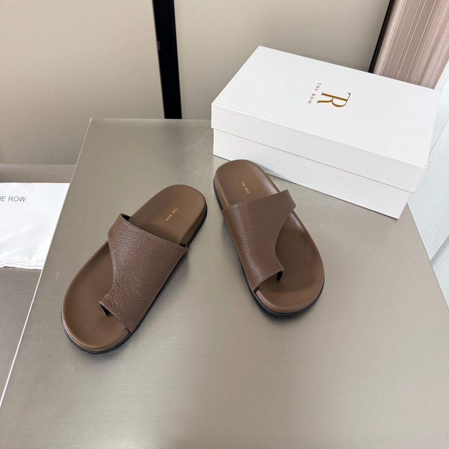 The Row Slip-on Sandals Coffee Cowhide 872480