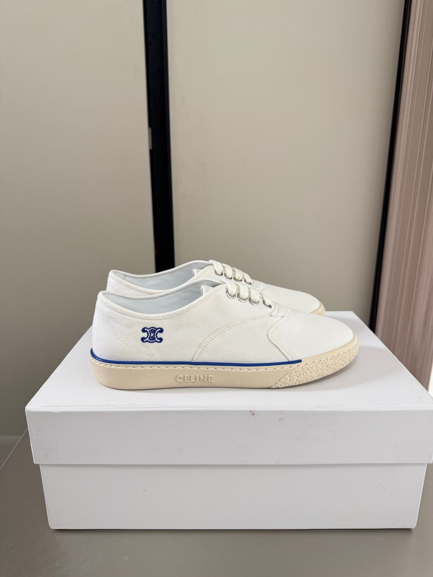 Celin 26s Alan Sneaker White Canvas And Suede Calfskin 929845