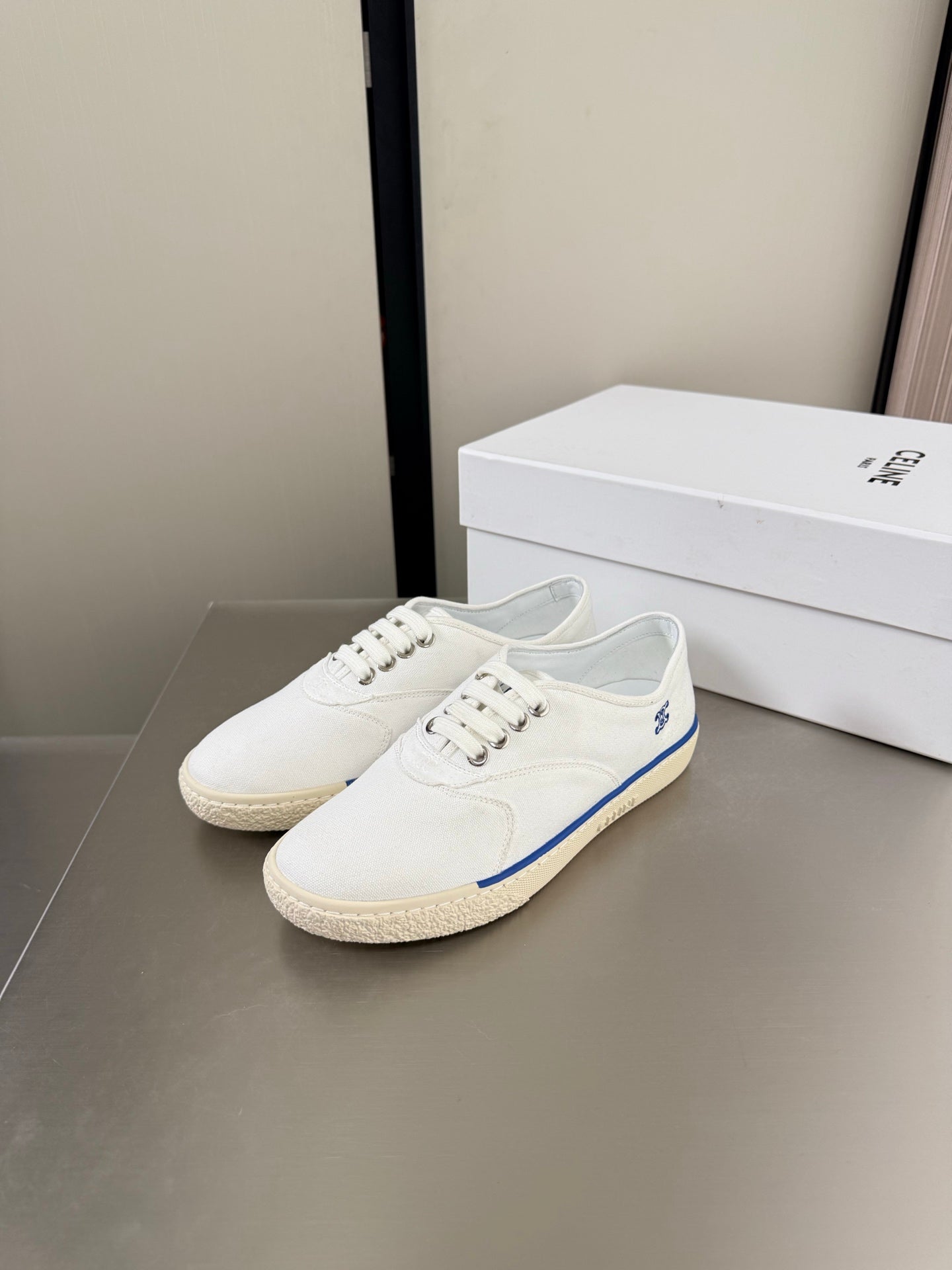 Celin 26s Alan Sneaker White Canvas And Suede Calfskin 929845