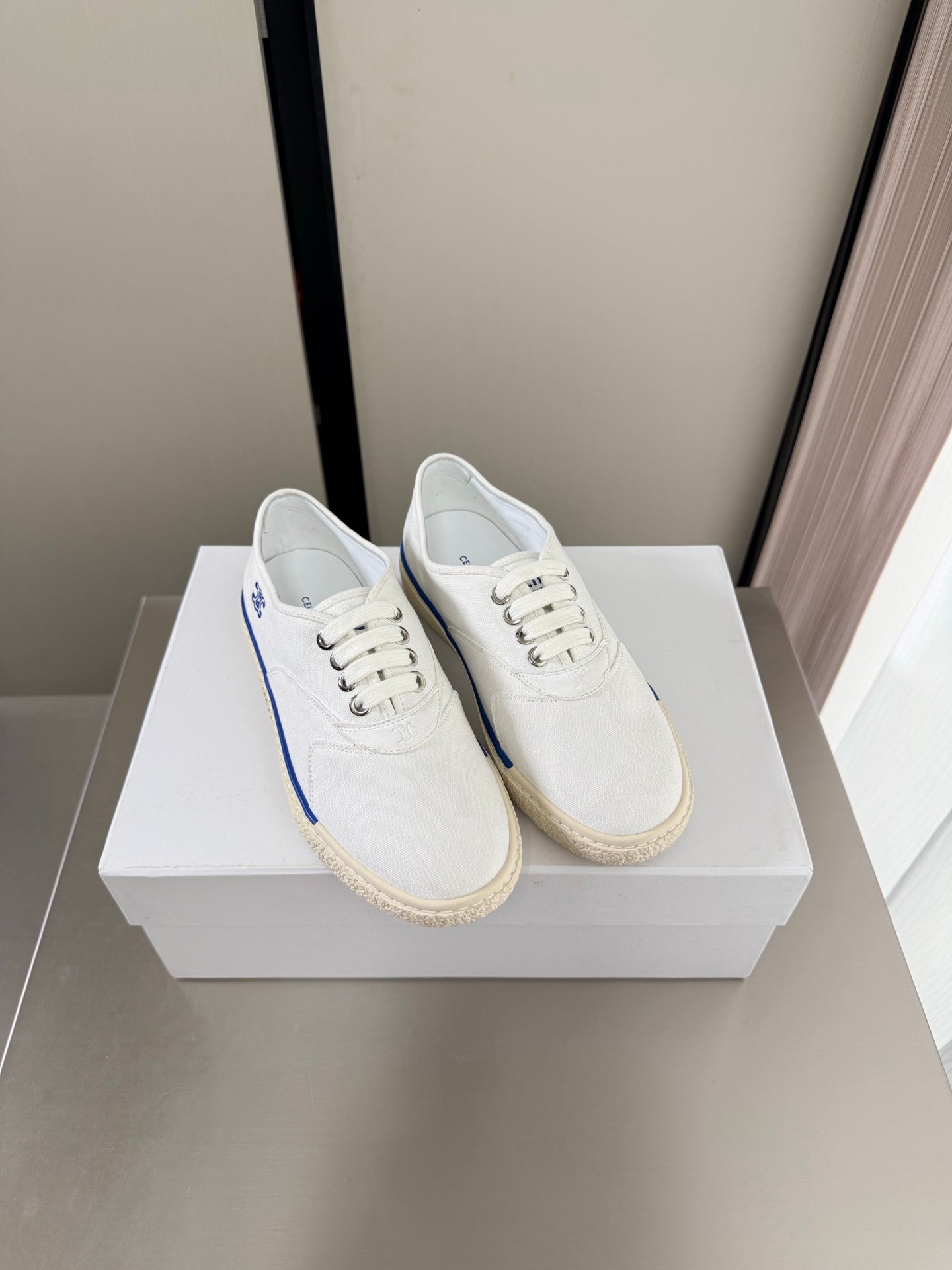 Celin 26s Alan Sneaker White Canvas And Suede Calfskin 929845