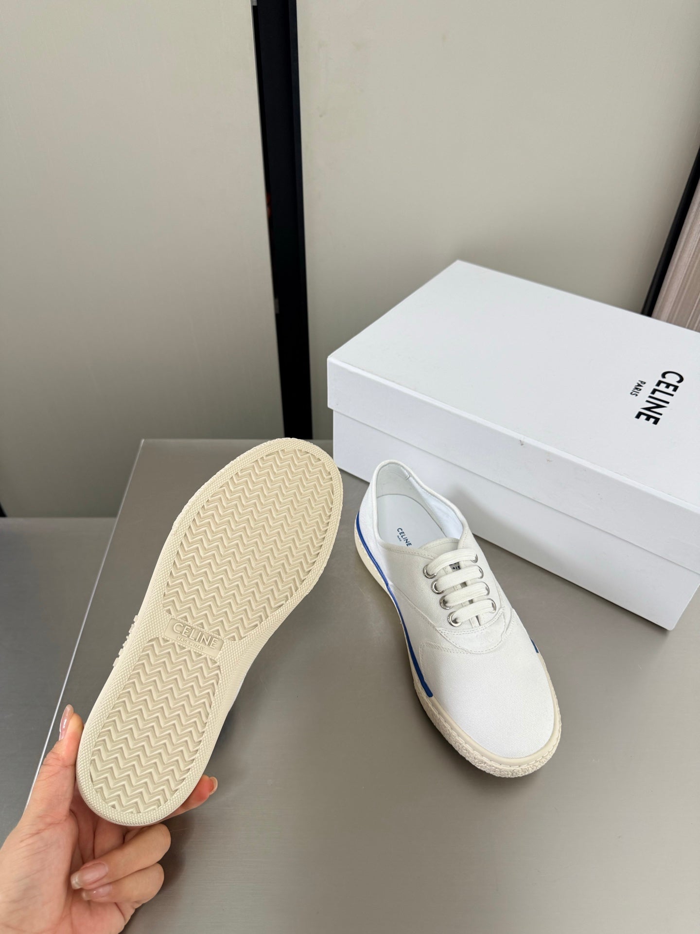 Celin 26s Alan Sneaker White Canvas And Suede Calfskin 929845